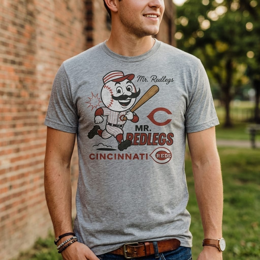 Cincinnati Reds Mr. Redlegs Mascot Retro Baseball Artwork Shirt