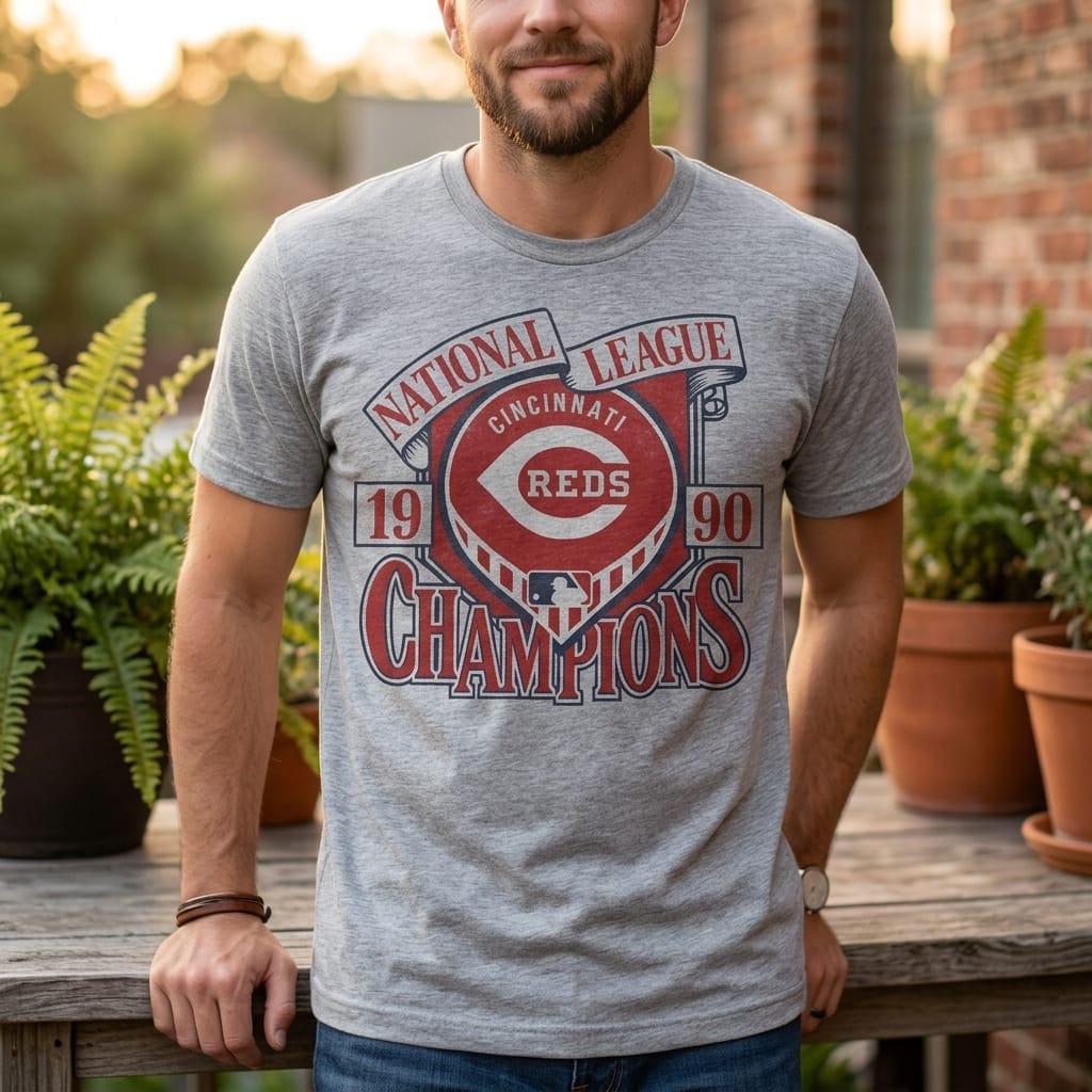 Cincinnati Reds National League Champions Retro Baseball 1990 Artwork Shirt