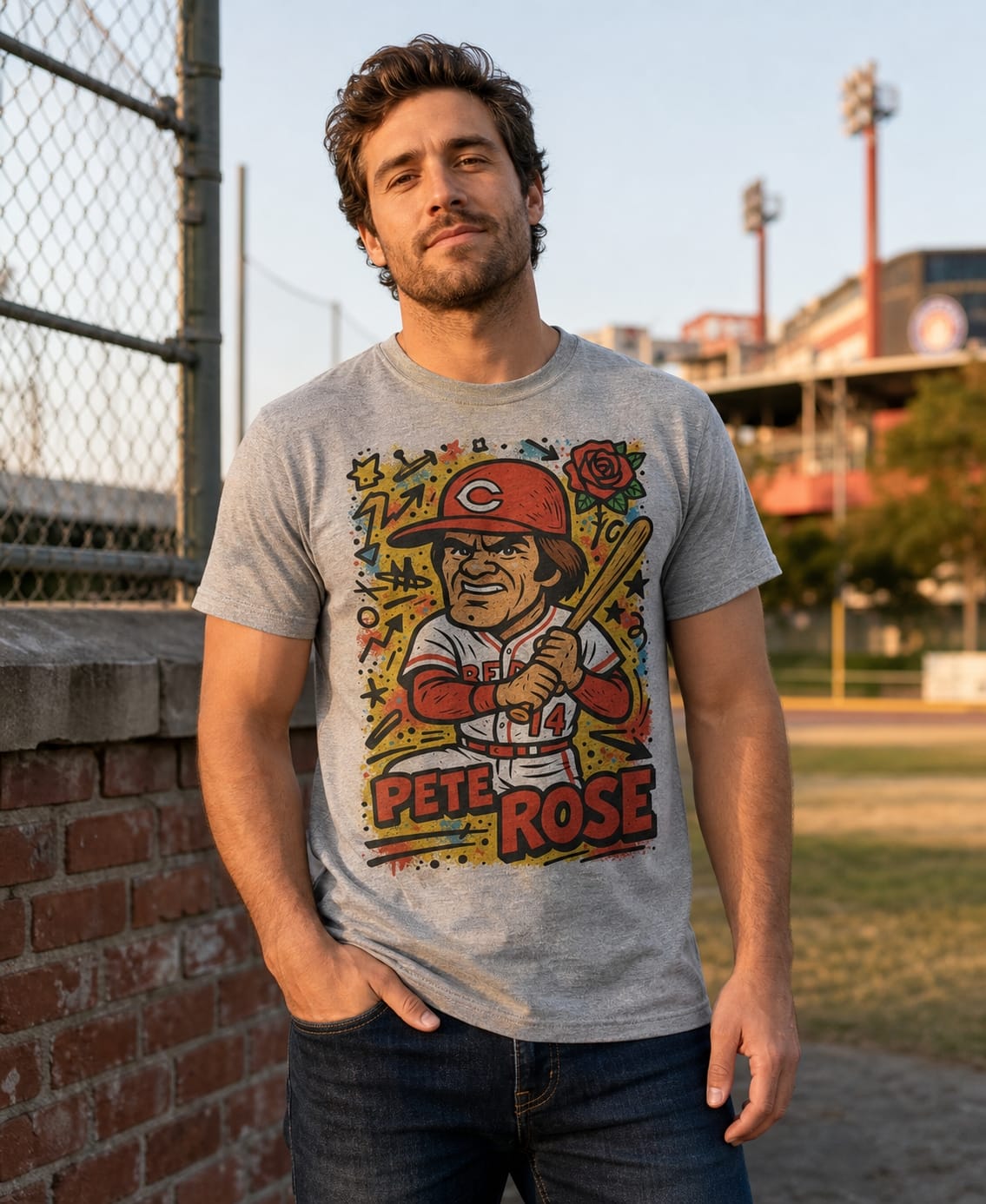 Cincinnati Reds Pete Rose Exclusive Caricature Baseball Artwork Shirt
