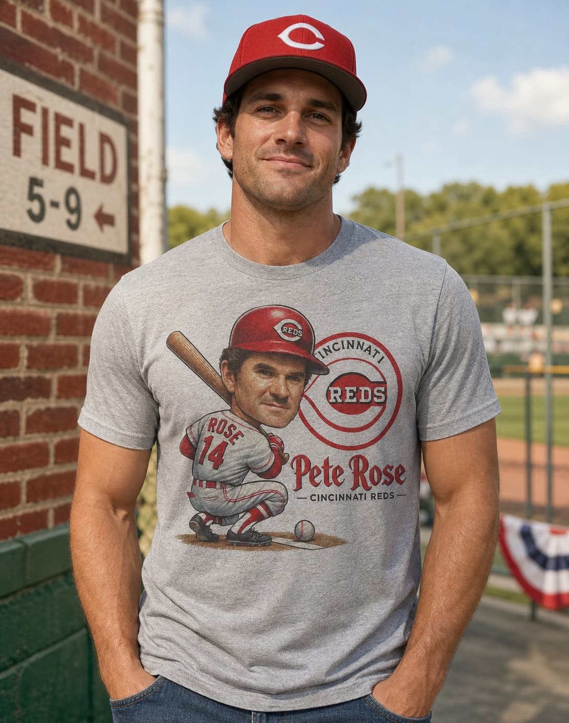 Cincinnati Reds Pete Rose Exclusive Retro Baseball 1969 Artwork Shirt