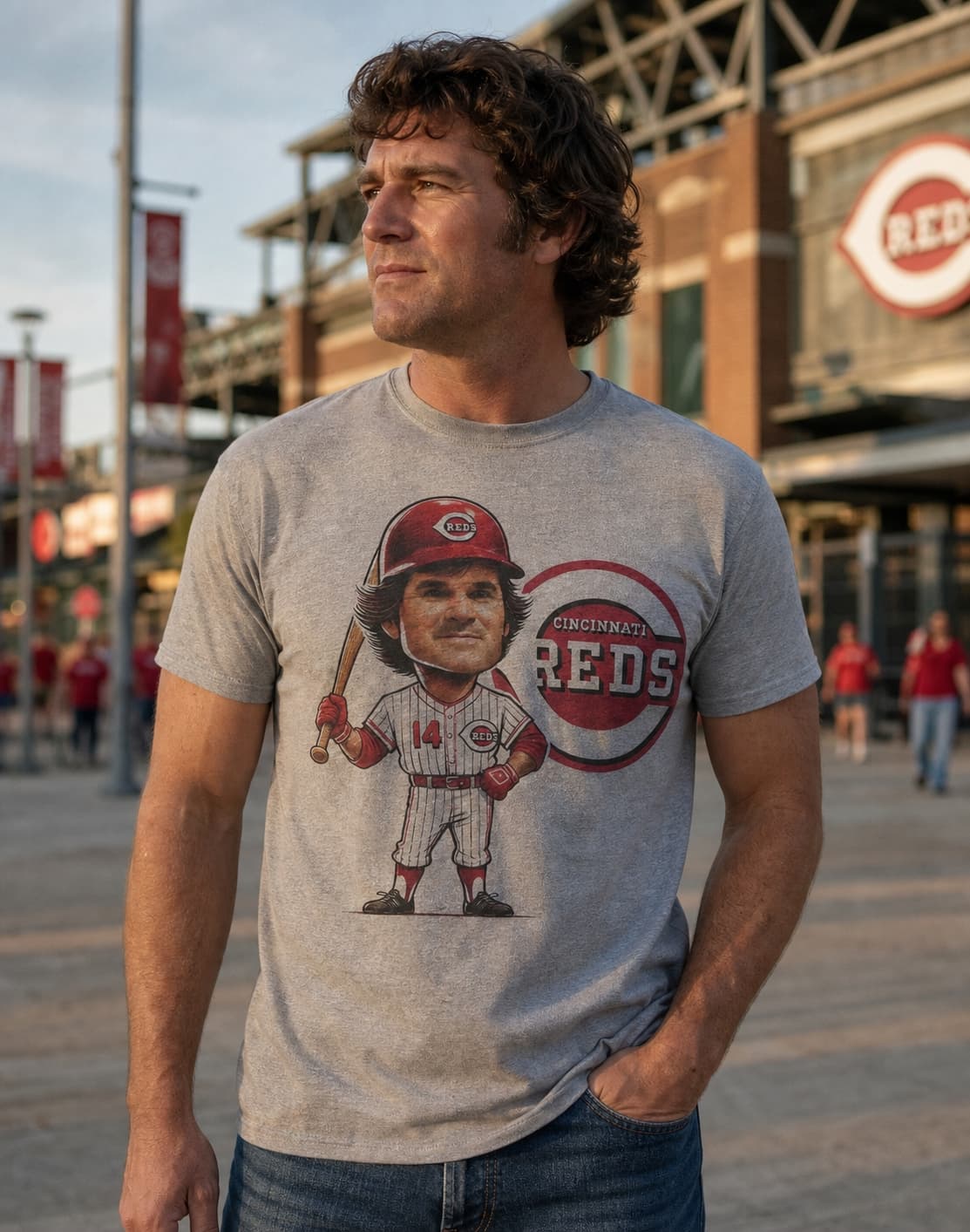 Cincinnati Reds Pete Rose Exclusive Retro Baseball 1975 Artwork Shirt