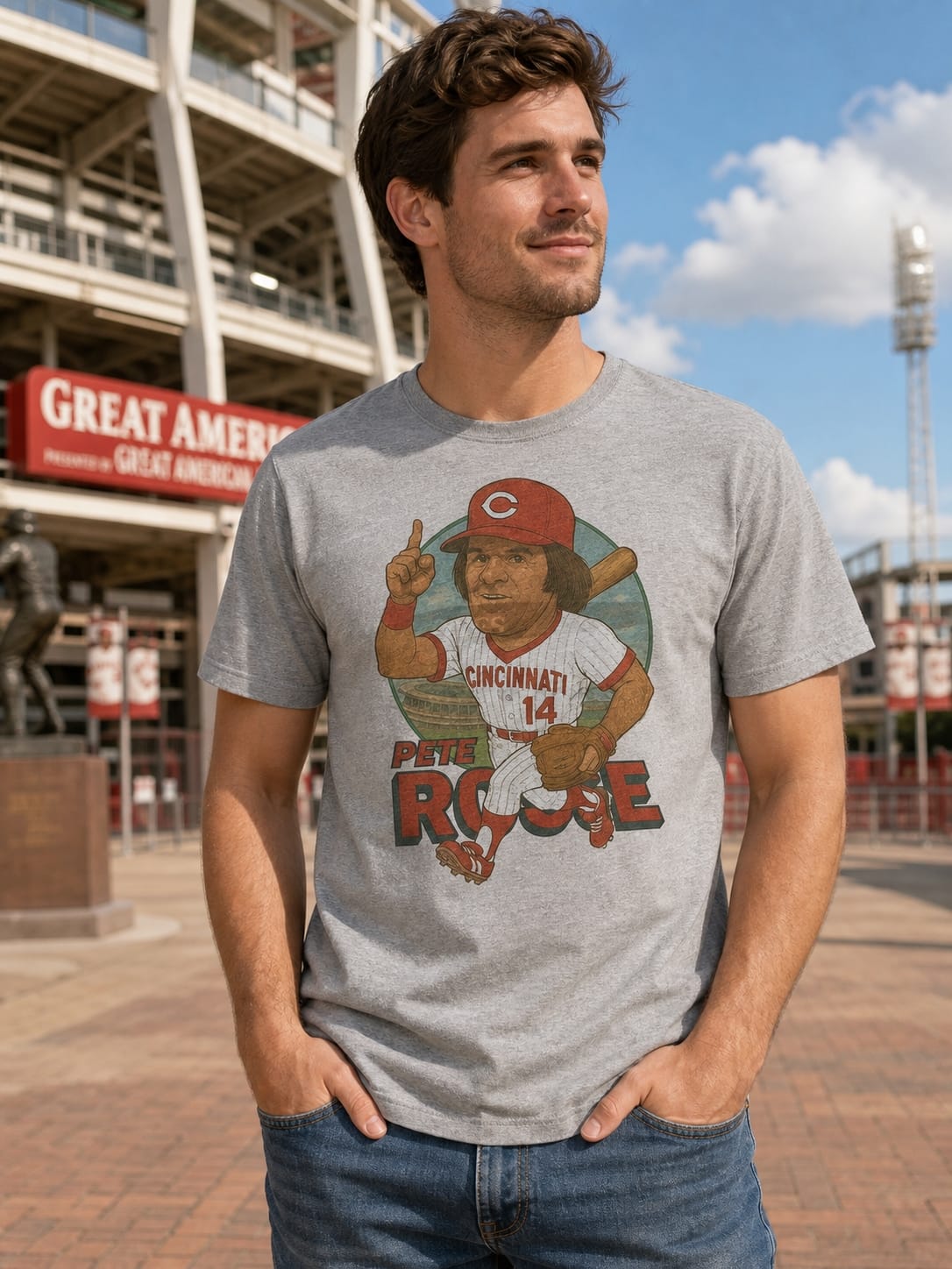 Cincinnati Reds Pete Rose Exclusive Retro Baseball 1976 Artwork Shirt