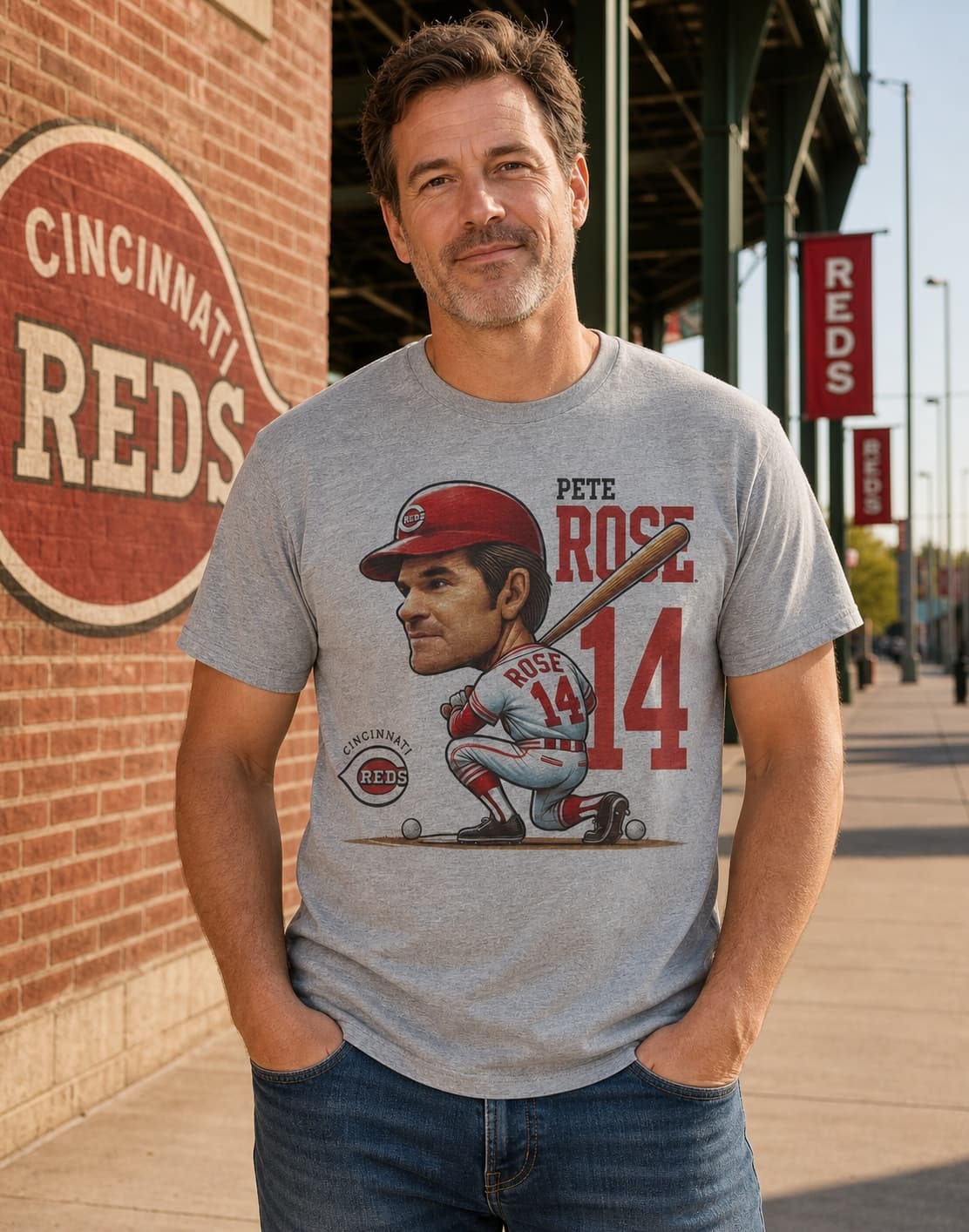 Cincinnati Reds Pete Rose Exclusive Retro Baseball 1977 Artwork Shirt