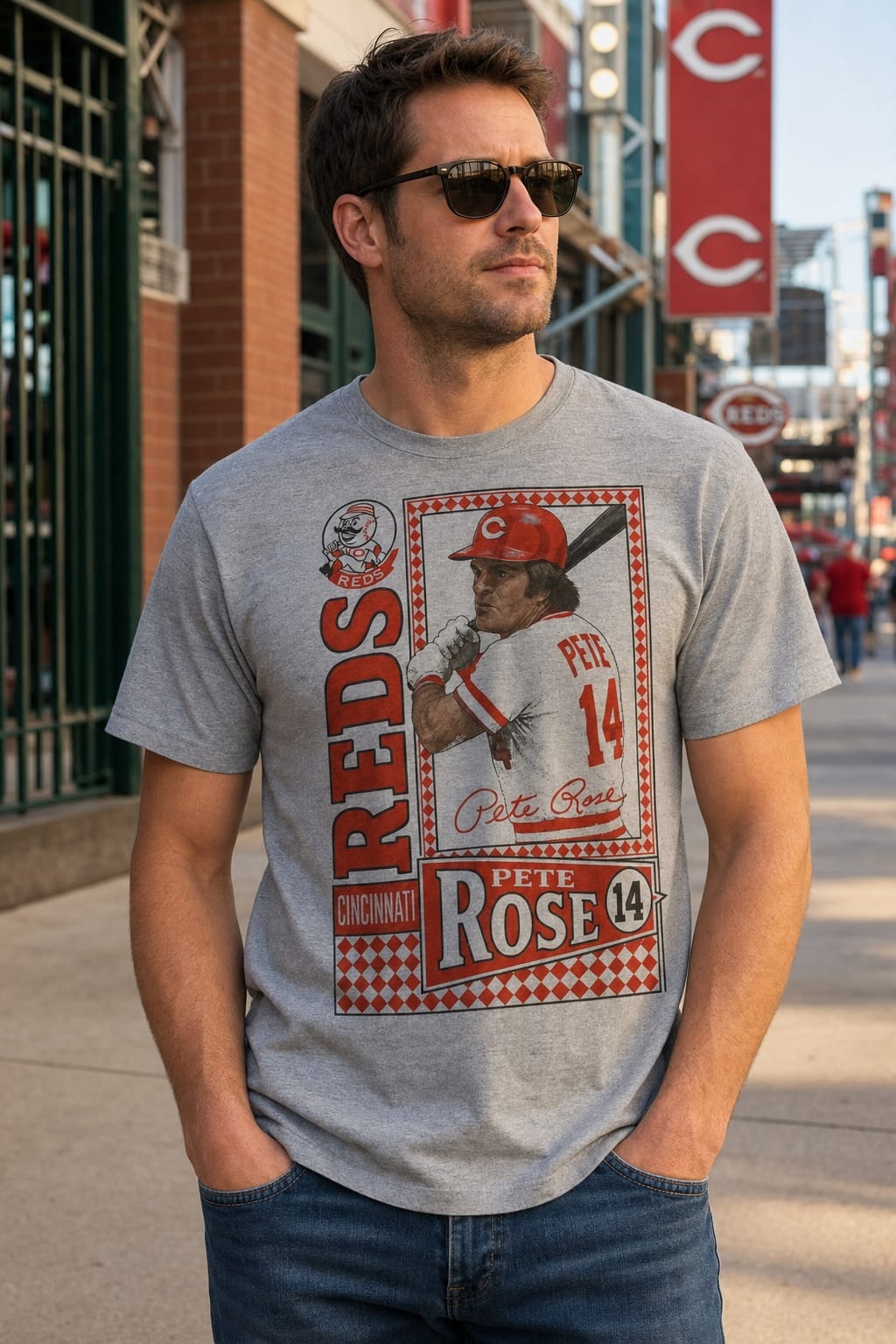 Cincinnati Reds Pete Rose Exclusive Retro Baseball 1984 Artwork Shirt