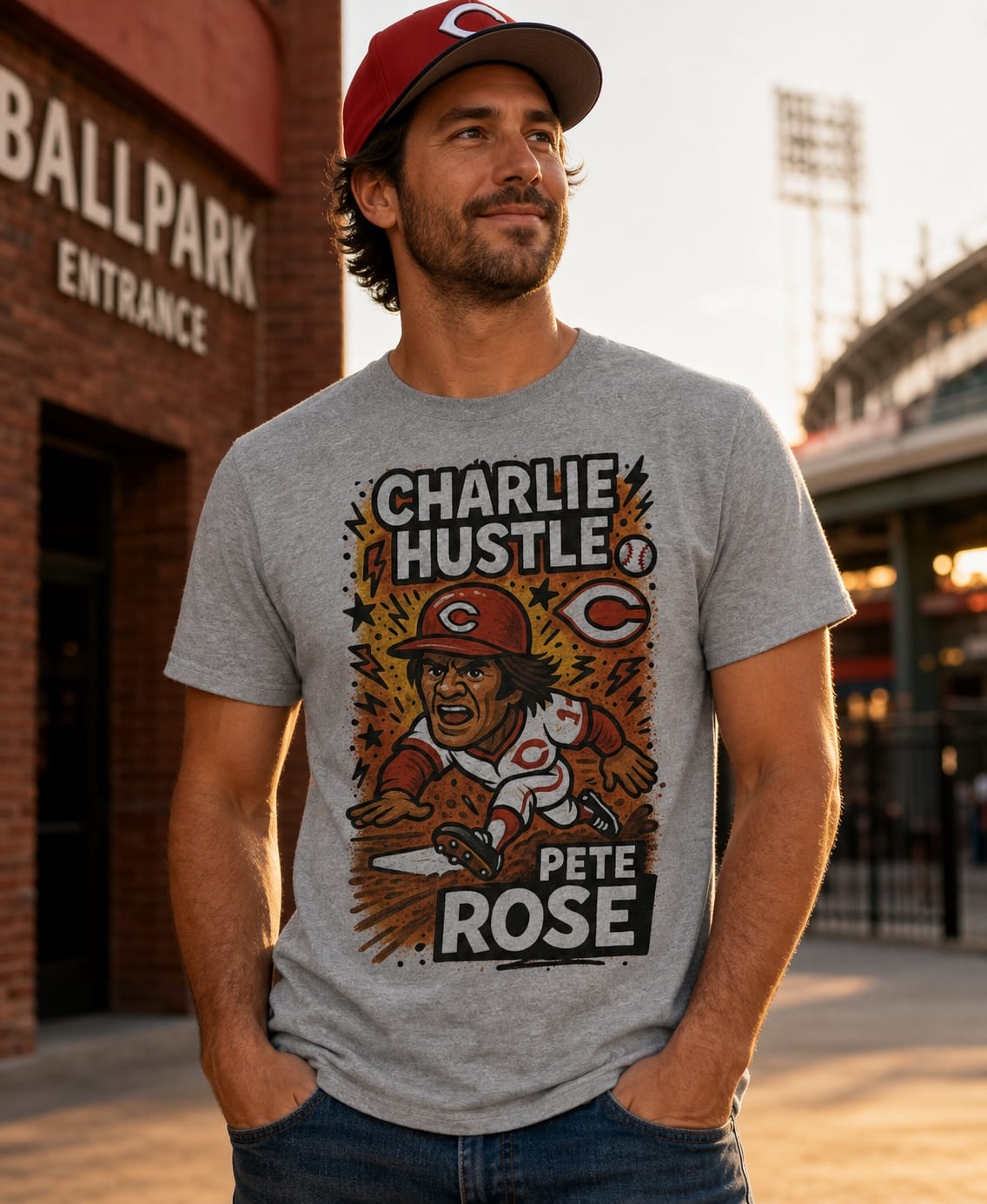 Cincinnati Reds Pete Rose Graffiti Exclusive Retro Baseball Artwork T-Shirt