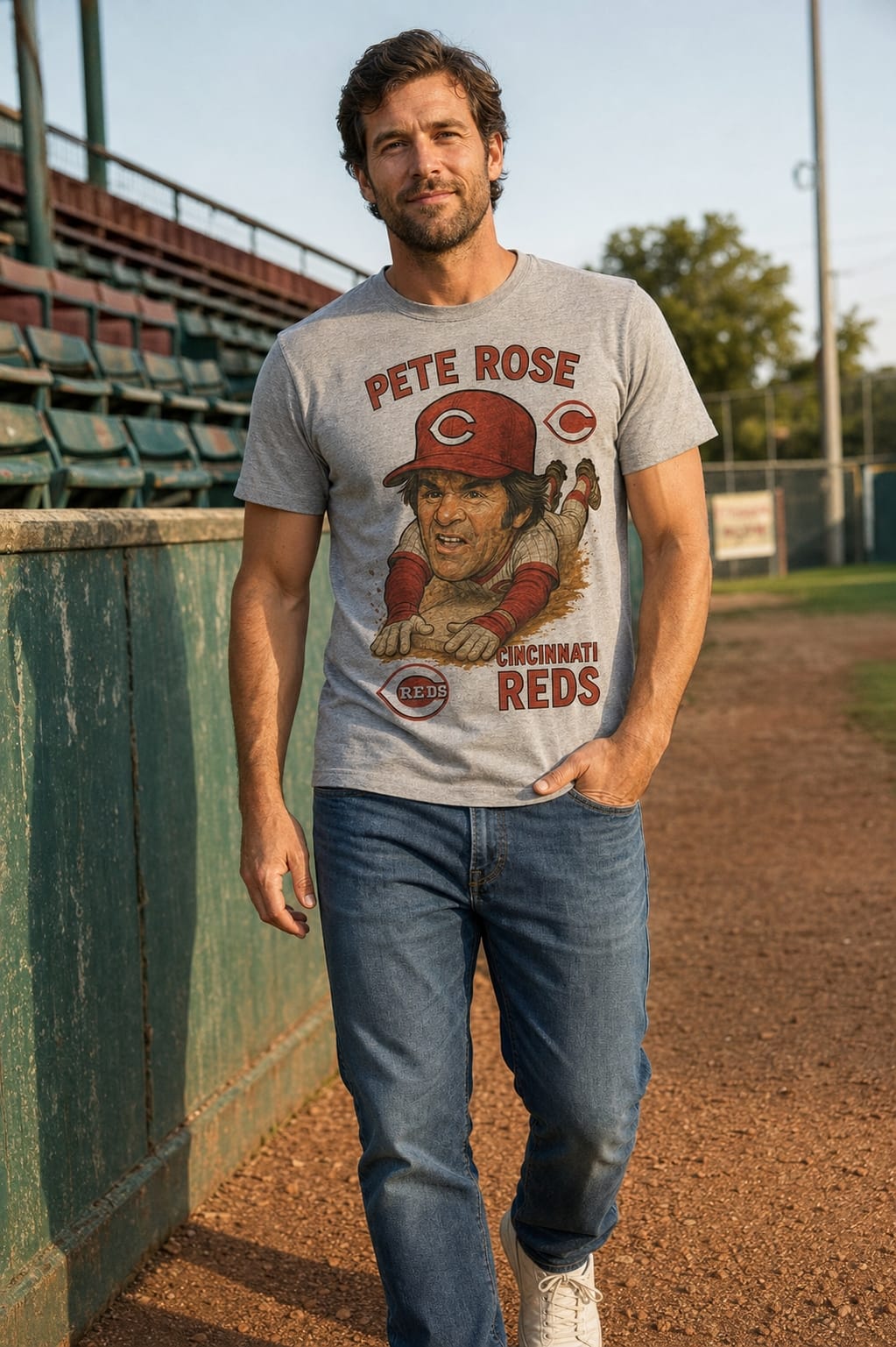 Cincinnati Reds Pete Rose Head First Slide Exclusive Retro Baseball Artwork Shirt
