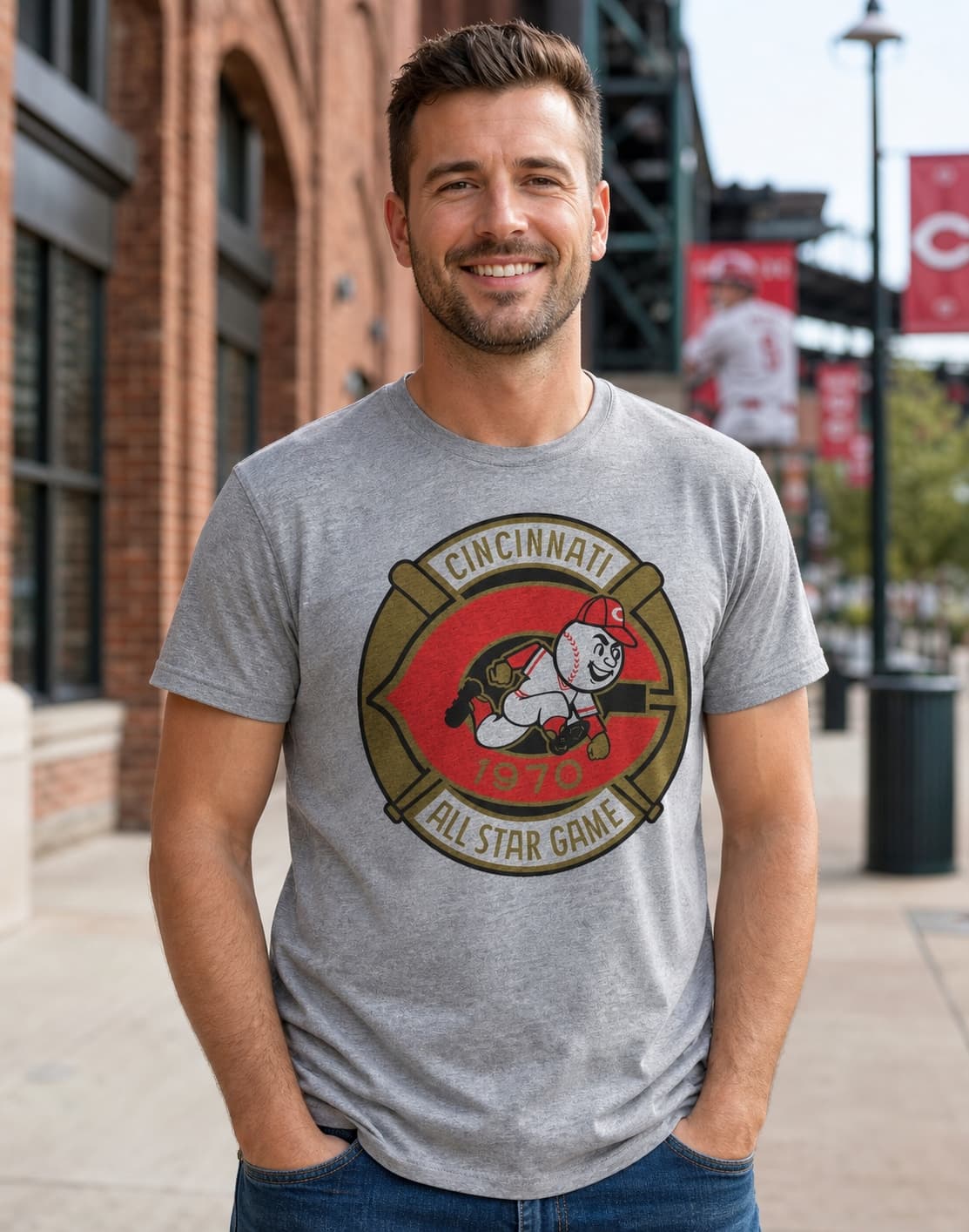 Cincinnati Reds Retro All Star Game Baseball 1970 Artwork Shirt