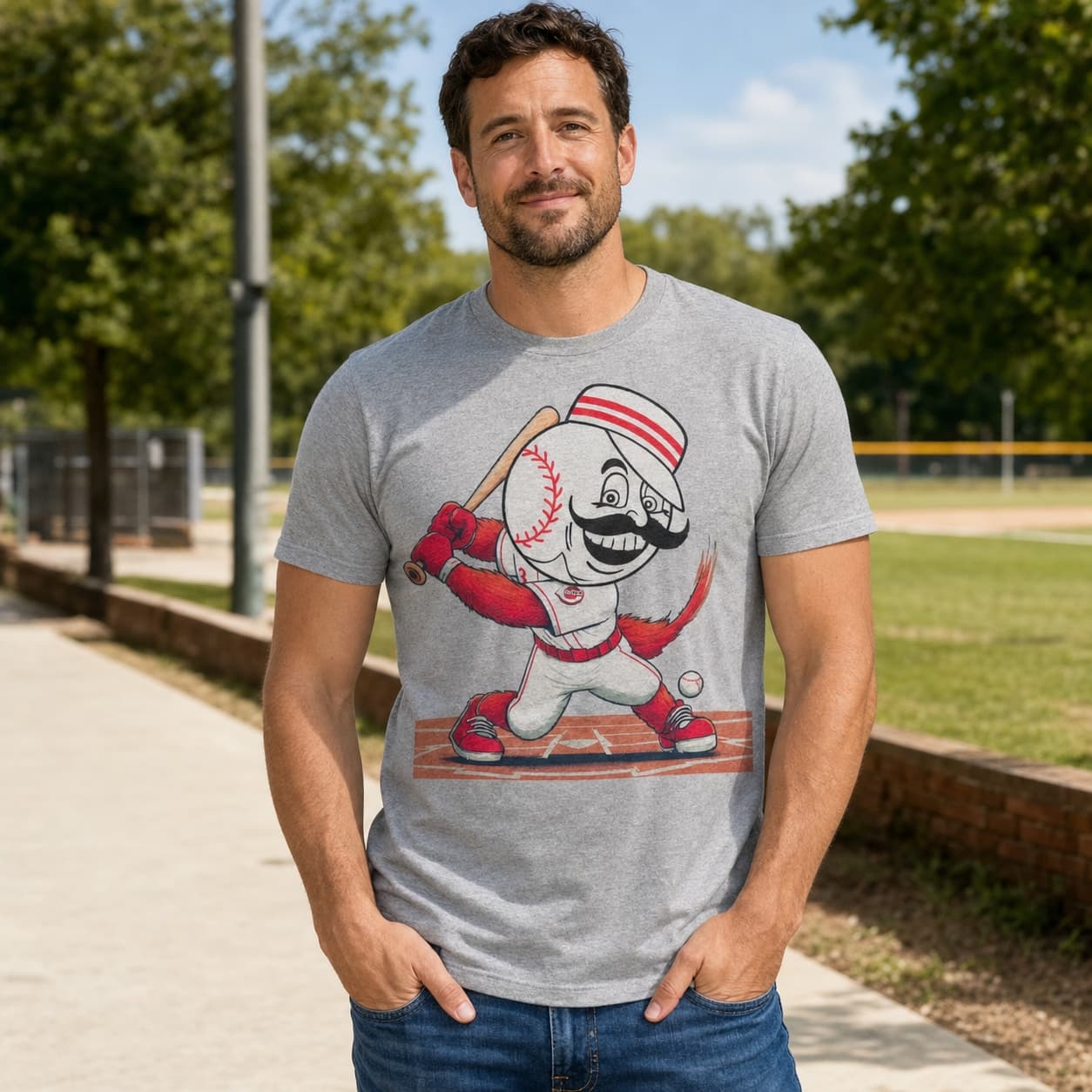 Cincinnati Reds Retro Baseball Mascot 1953 Artwork Shirt