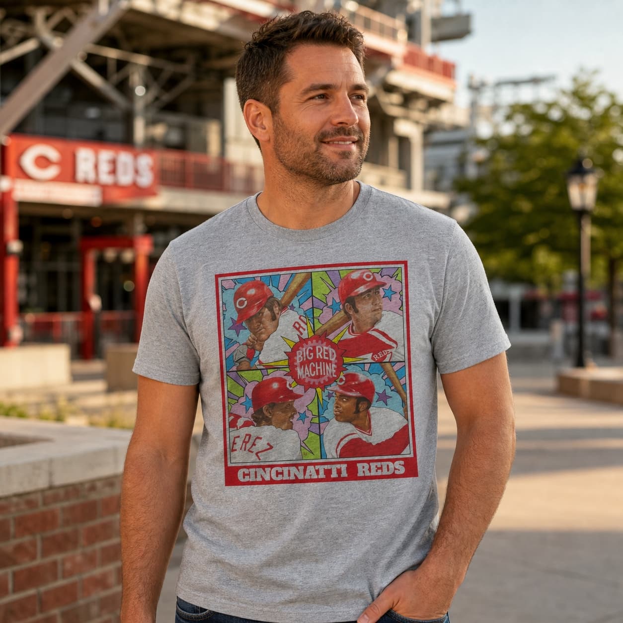 Cincinnati Reds Retro Big Red Machine Baseball 1975 Artwork Shirt
