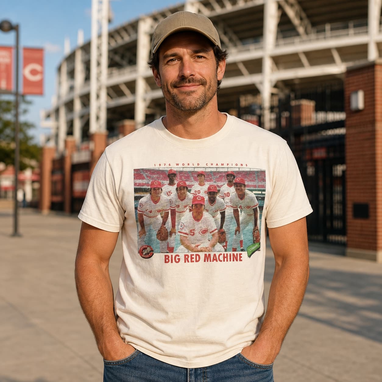 Cincinnati Reds Retro Big Red Machine Baseball 1976 Artwork Shirt