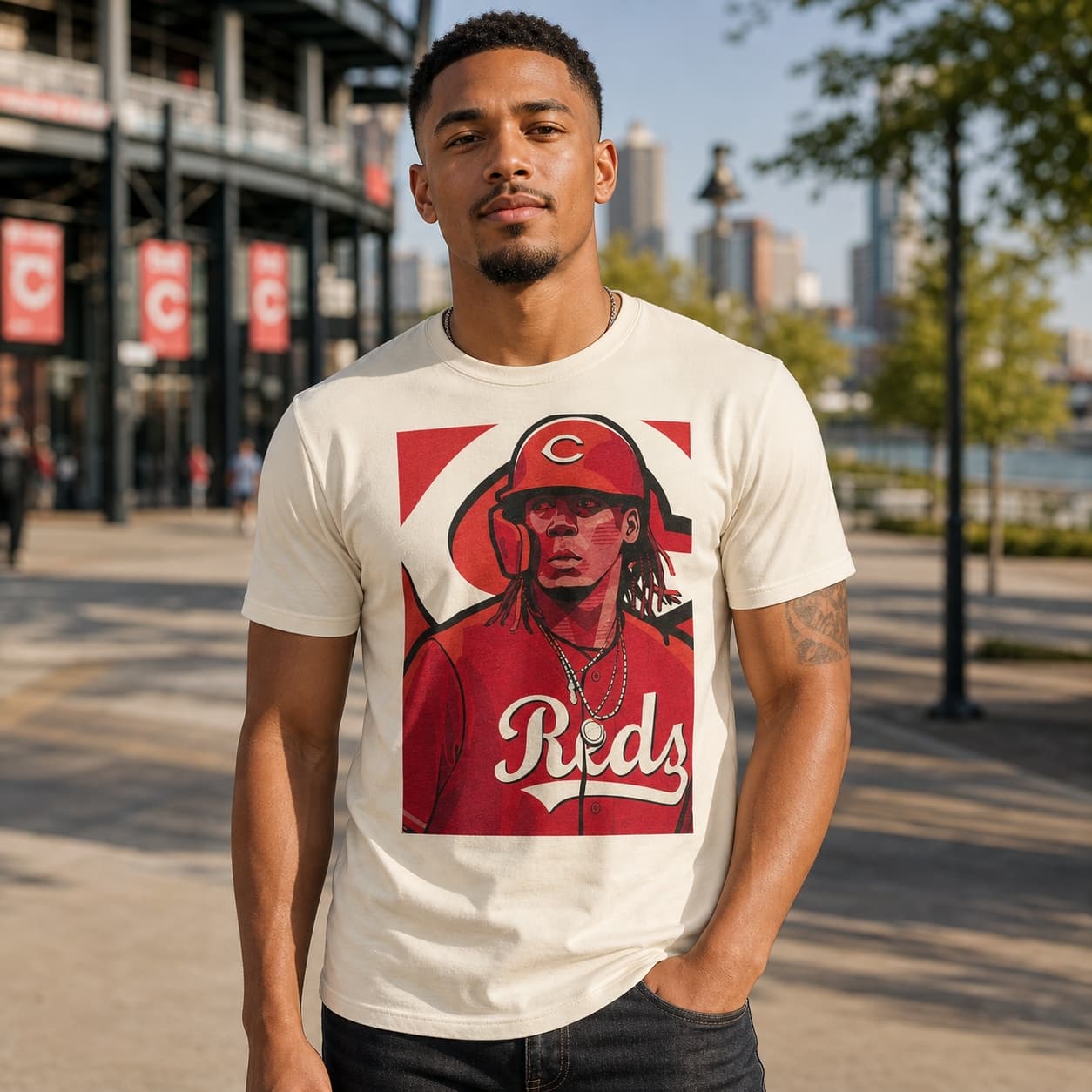 Cincinnati Reds Retro Elly De La Cruz Baseball Artwork T-Shirt