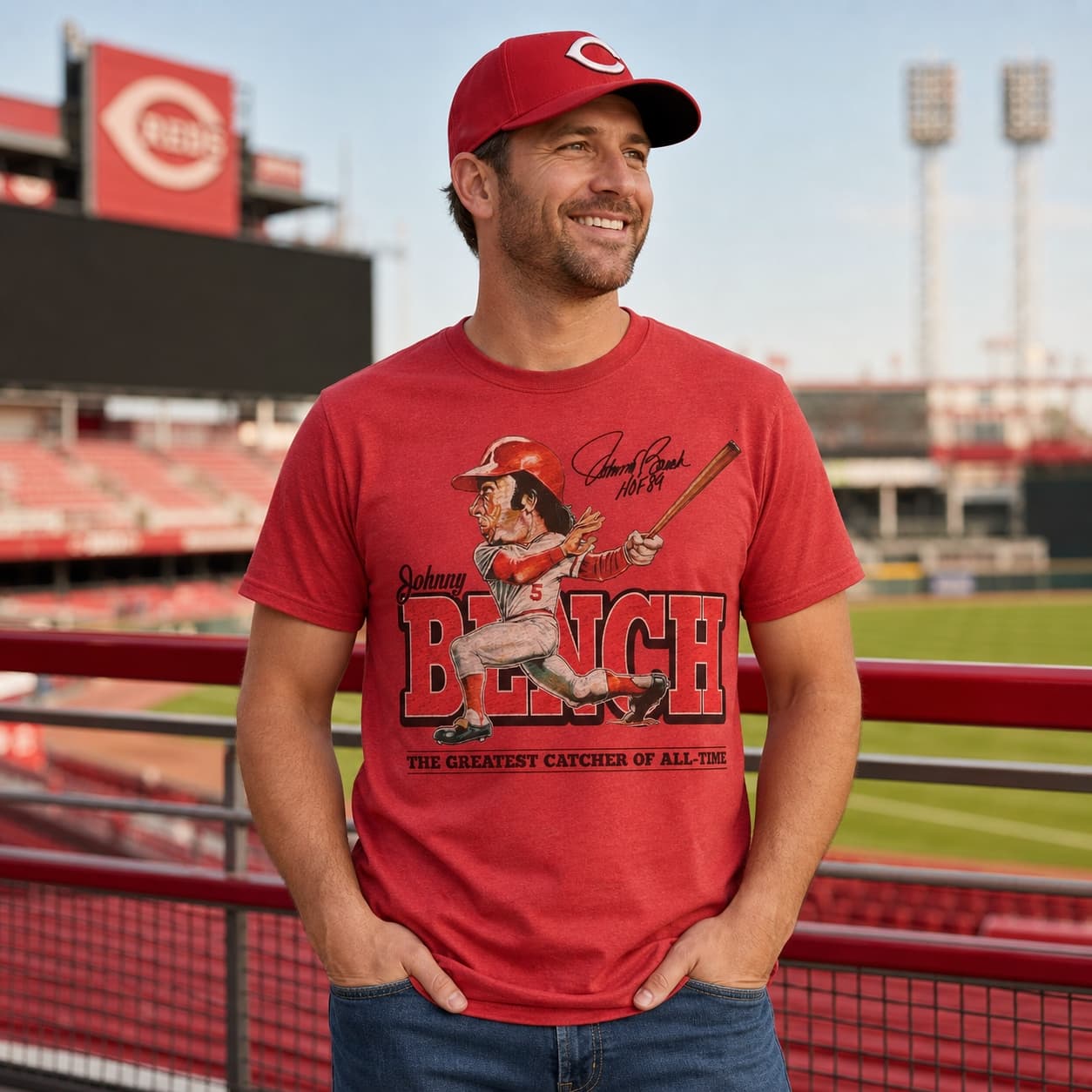 Cincinnati Reds Retro Johnny Bench Baseball 1976 Artwork Shirt