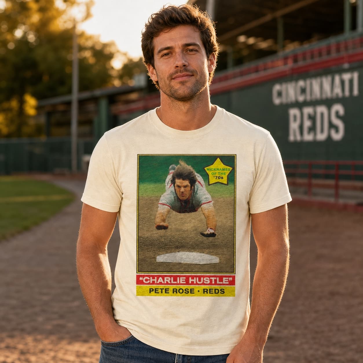 Cincinnati Reds Retro Pete Rose Baseball 1978 Artwork Shirt
