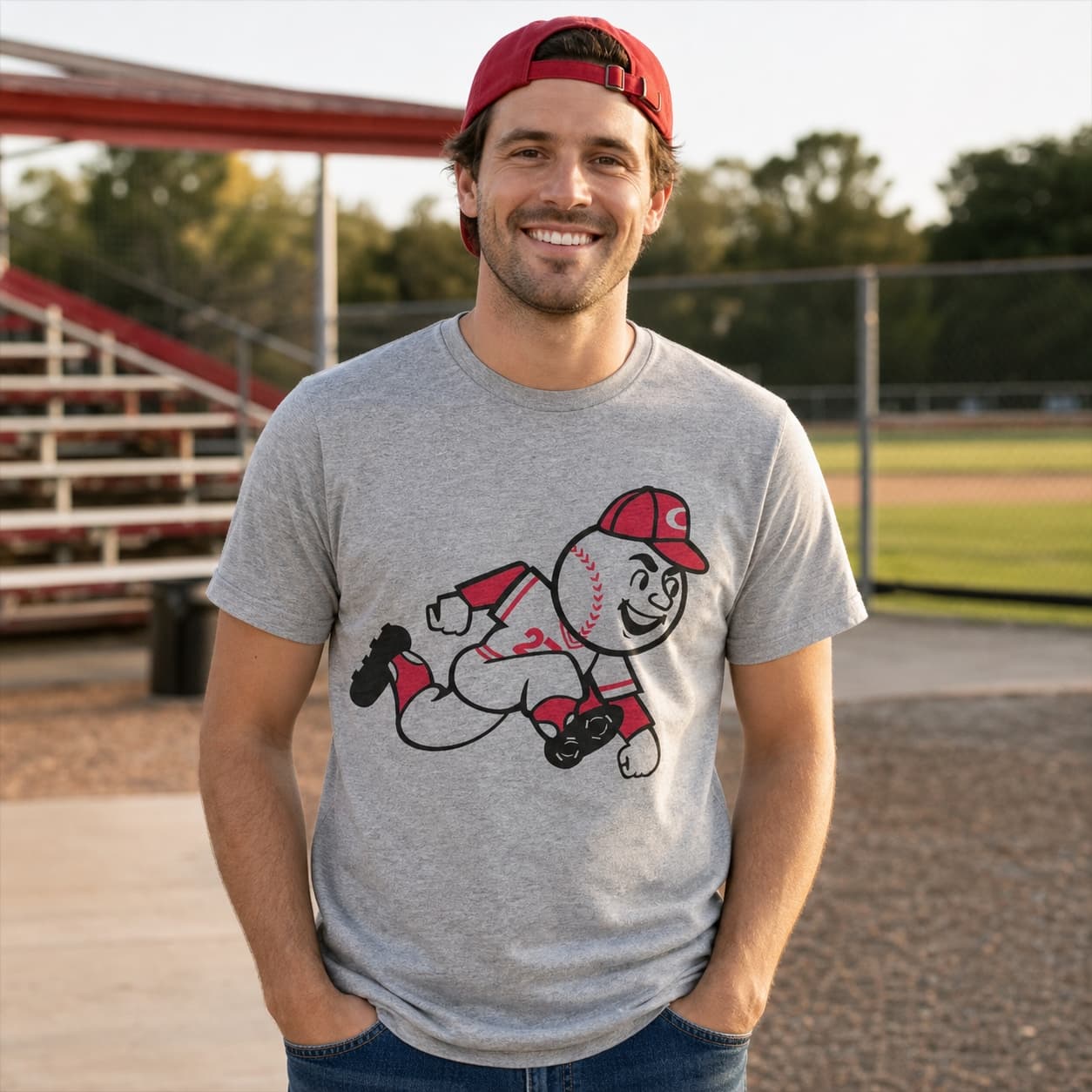 Cincinnati Reds Vintage Baseball Mascot 1972 Artwork Shirt