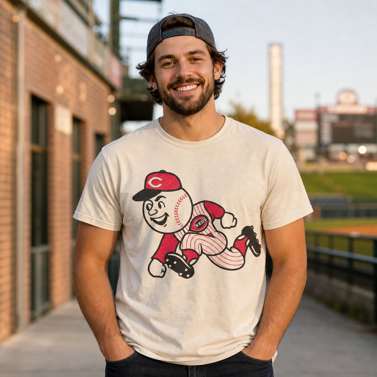 Cincinnati Reds Vintage Baseball Mascot 1999 Artwork Shirt