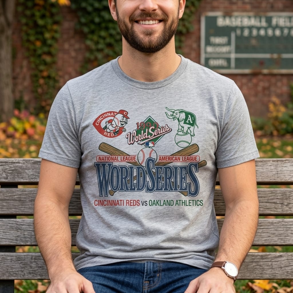 Cincinnati Reds vs. Oakland Athletics As World Series Retro Baseball 1990 Artwork Shirt