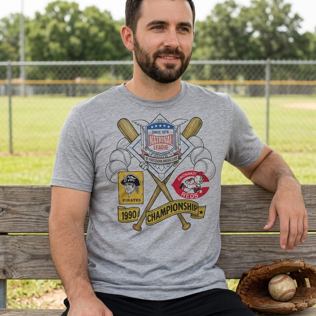 Cincinnati Reds vs. Pittsburgh Pirates National League Championship Series Retro 1990 Baseball Artwork Shirt