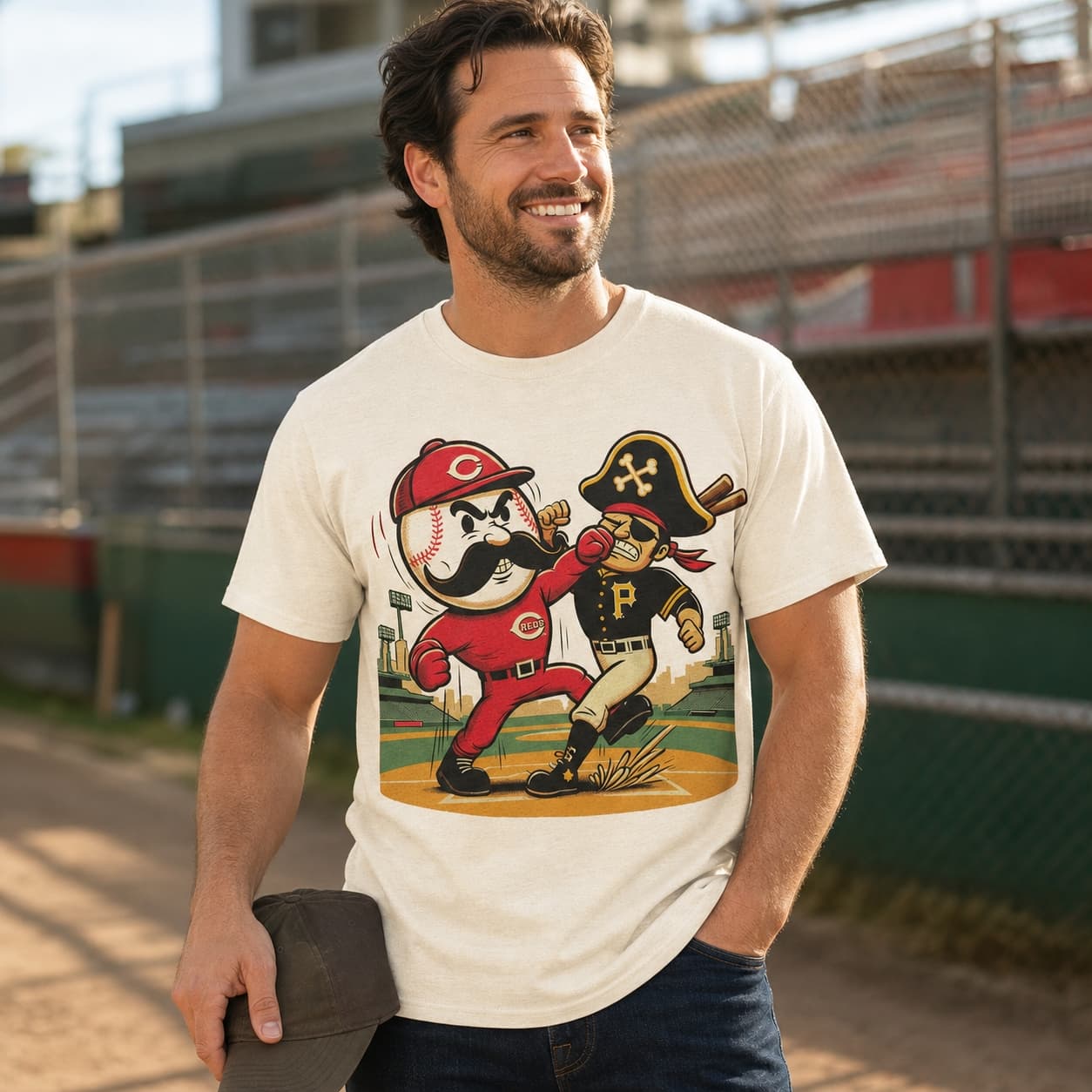 Cincinnati Reds vs. Pittsburgh Pirates Retro Rivalry Baseball 1984 Artwork Shirt