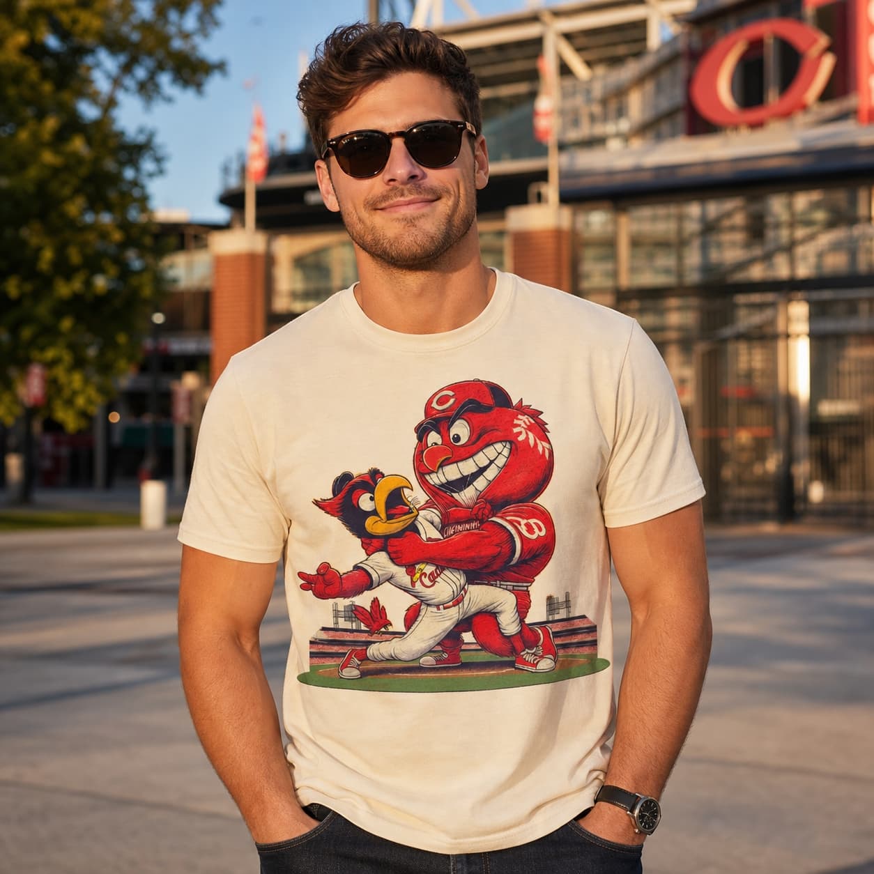 Cincinnati Reds vs. St. Louis Cardinals Retro Rivalry Baseball 1986 Artwork Shirt