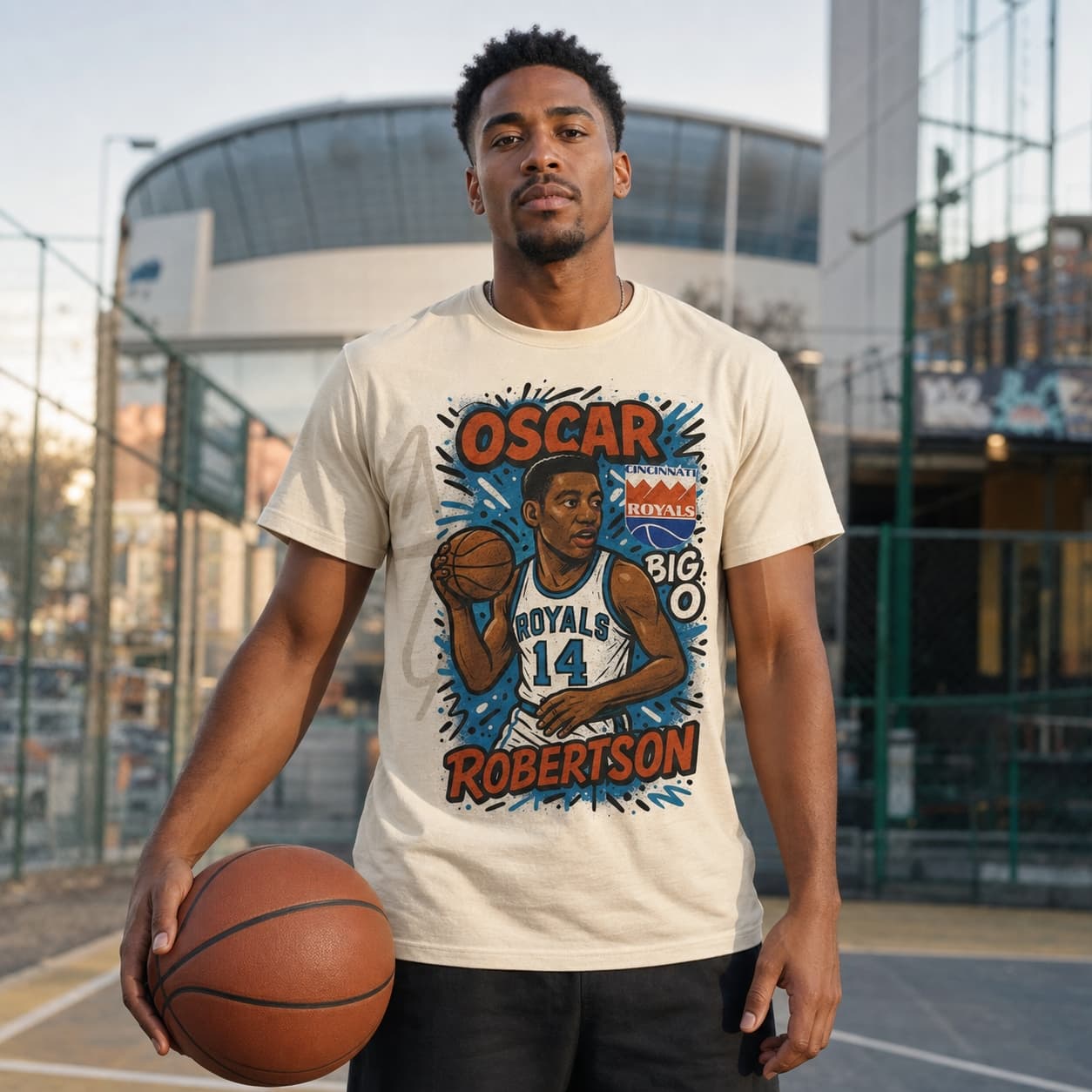 Cincinnati Royals Oscar Robertson Exclusive Caricature Basketball Shirt
