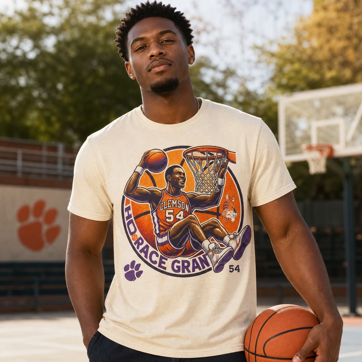 Clemson Tigers Horace Grant Exclusive Retro March Madness Basketball Shirt
