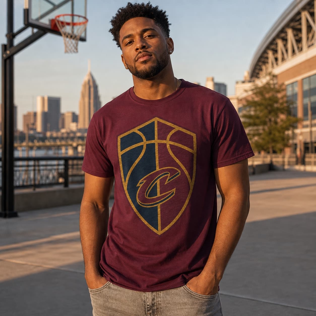 Cleveland Cavaliers Cavs Exclusive Retro Basketball Shield Shirt