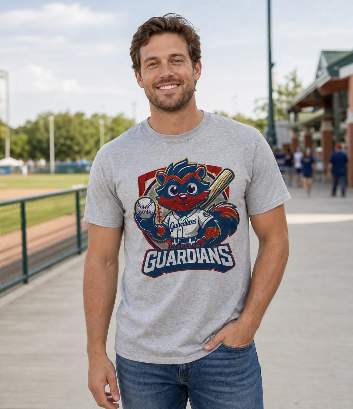 Cleveland Guardians Exclusive Retro Baseball Mascot Artwork Shirt