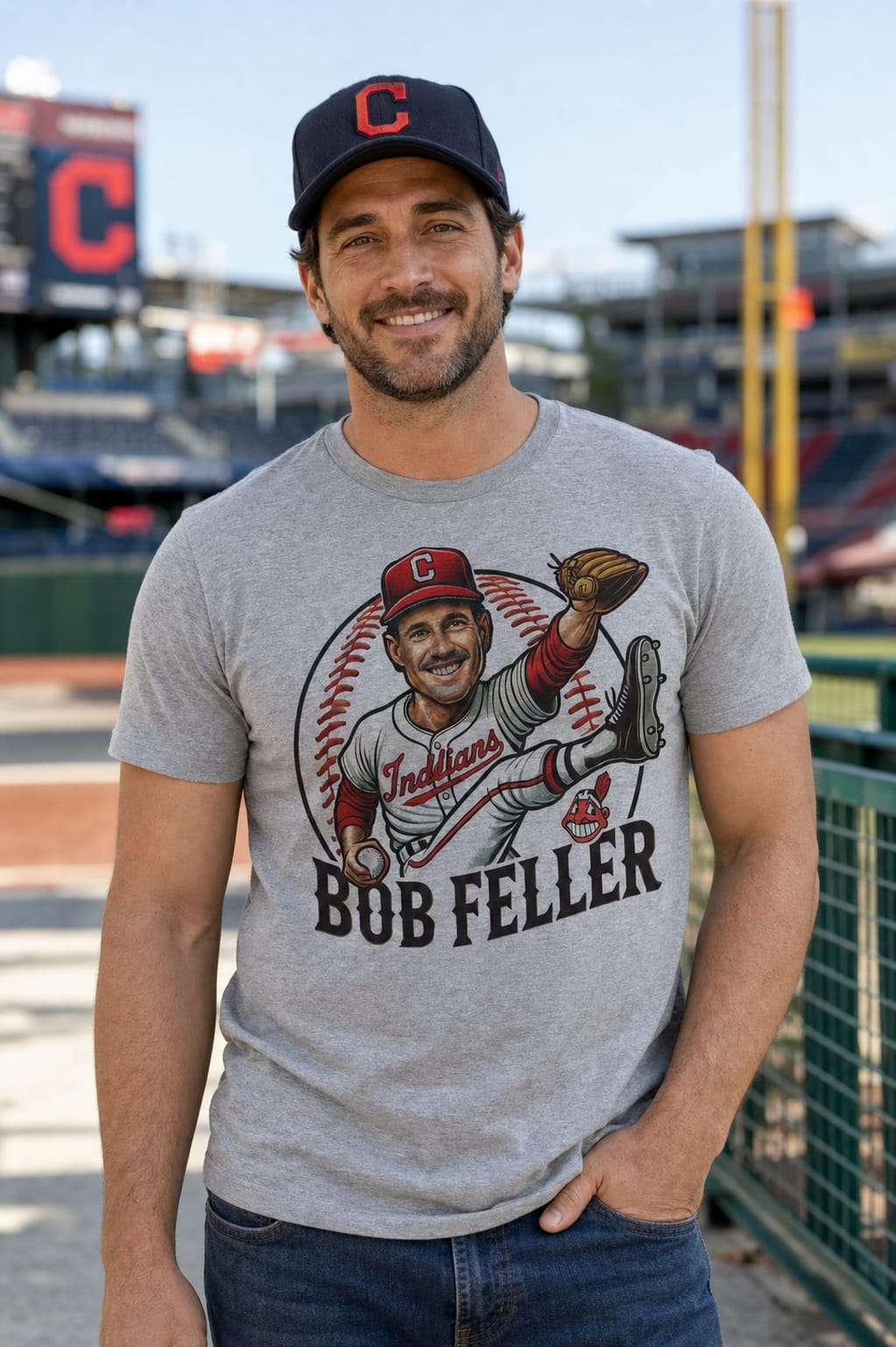 Cleveland Indians Bob Feller Exclusive Retro Baseball Artwork Shirt