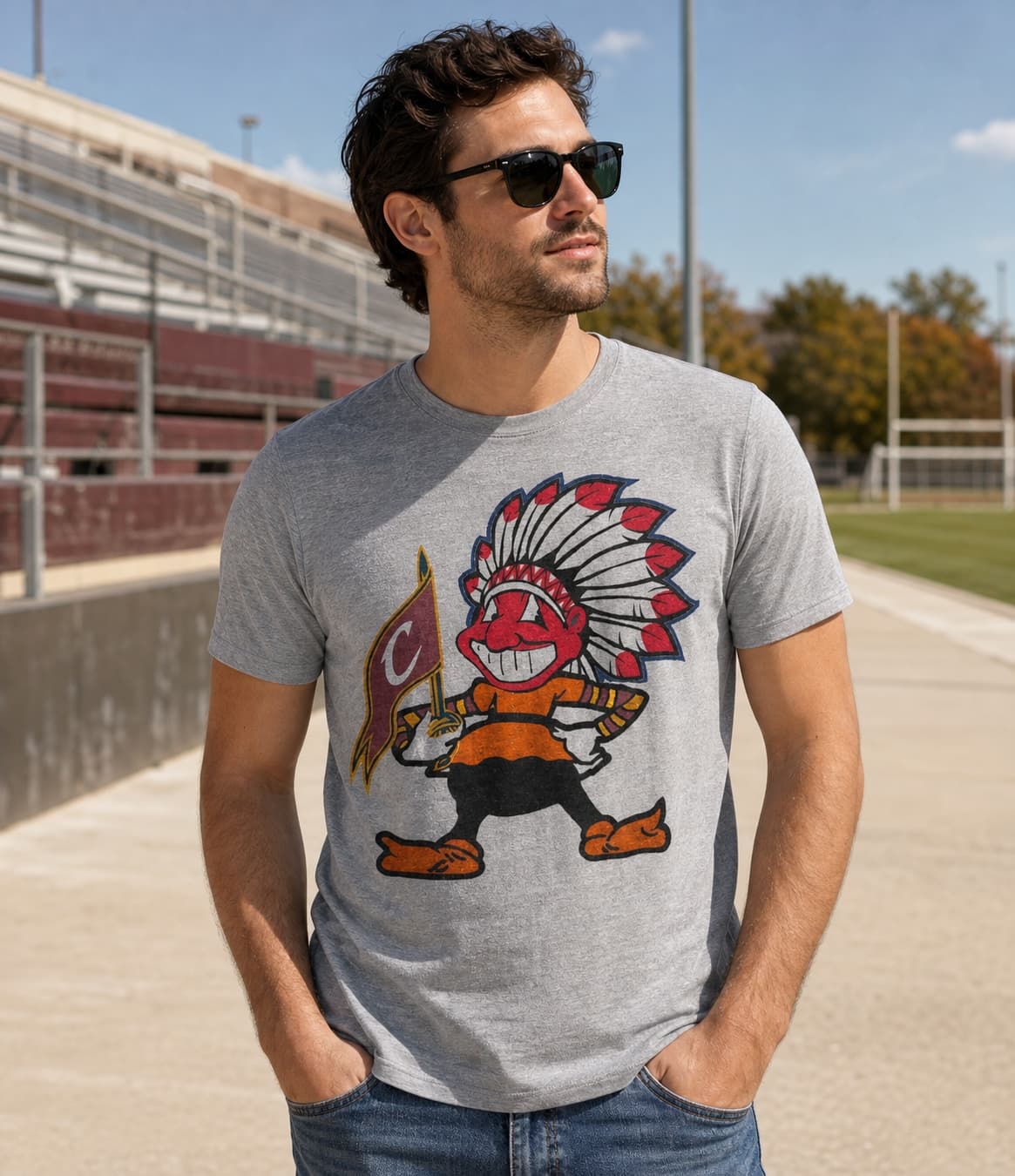 Cleveland Indians Cavs Browns Retro Chief Wahoo Elf Baseball Football Basketball Artwork Shirt