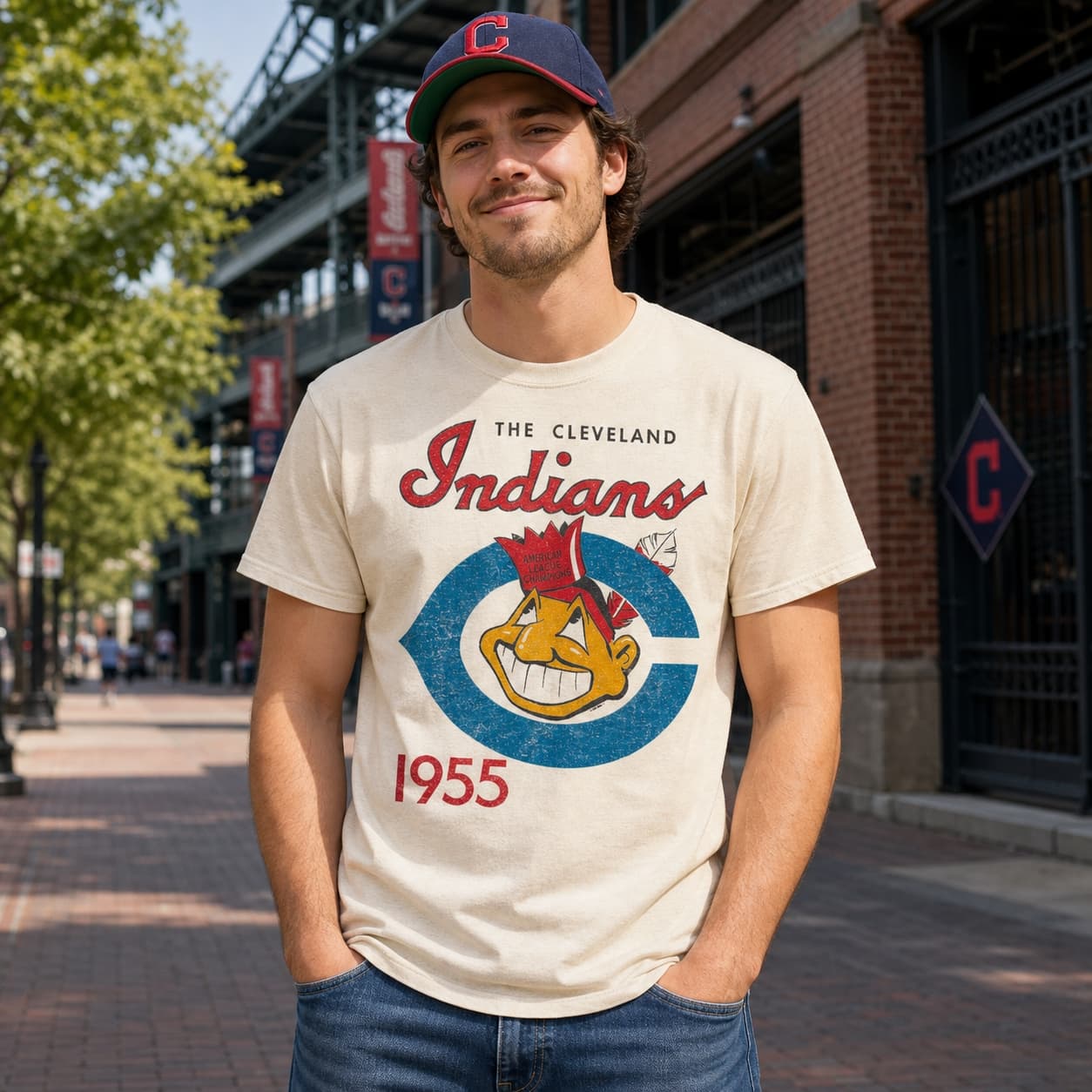 Cleveland Indians Retro Baseball 1955 Artwork Shirt