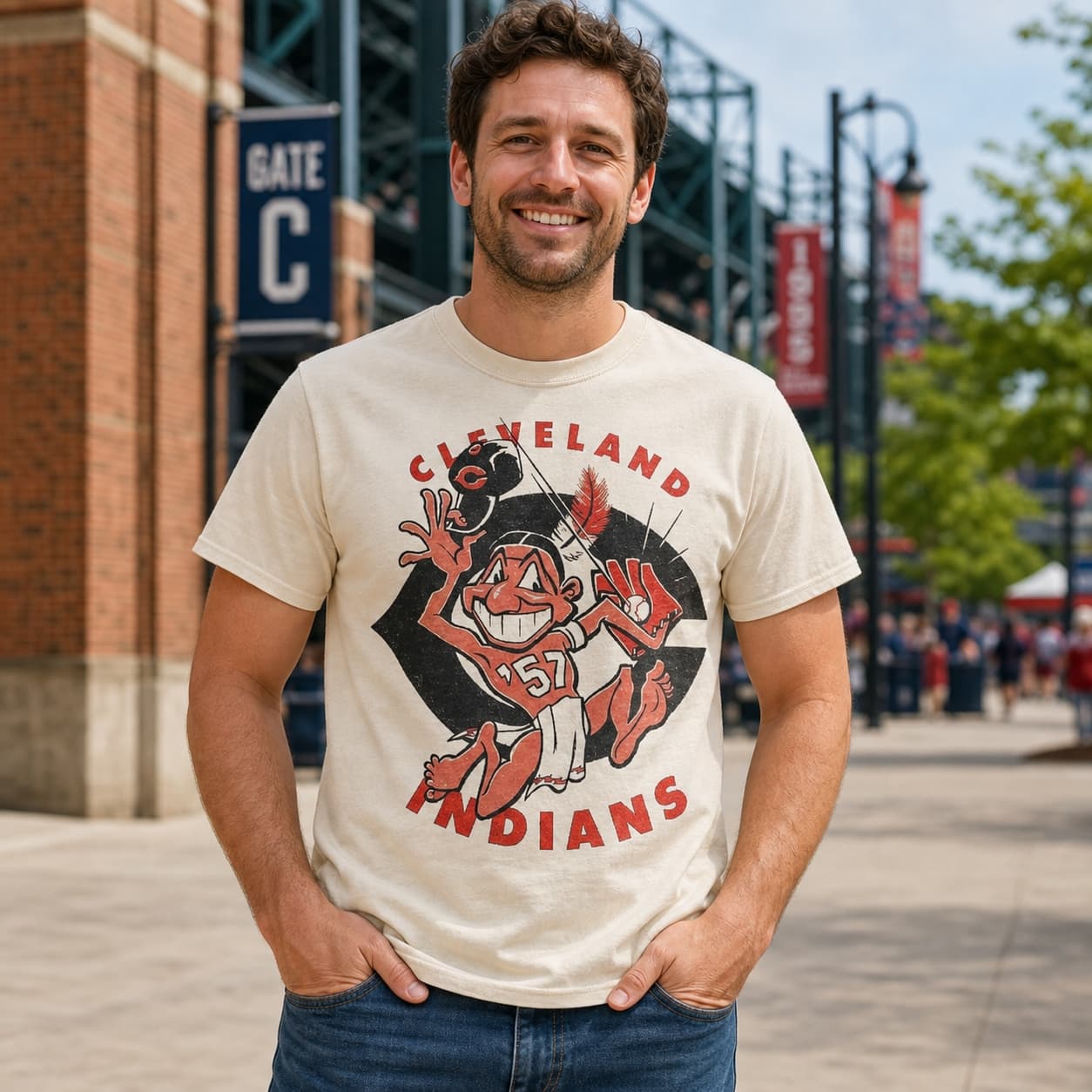 Cleveland Indians Retro Baseball 1957 Artwork Shirt