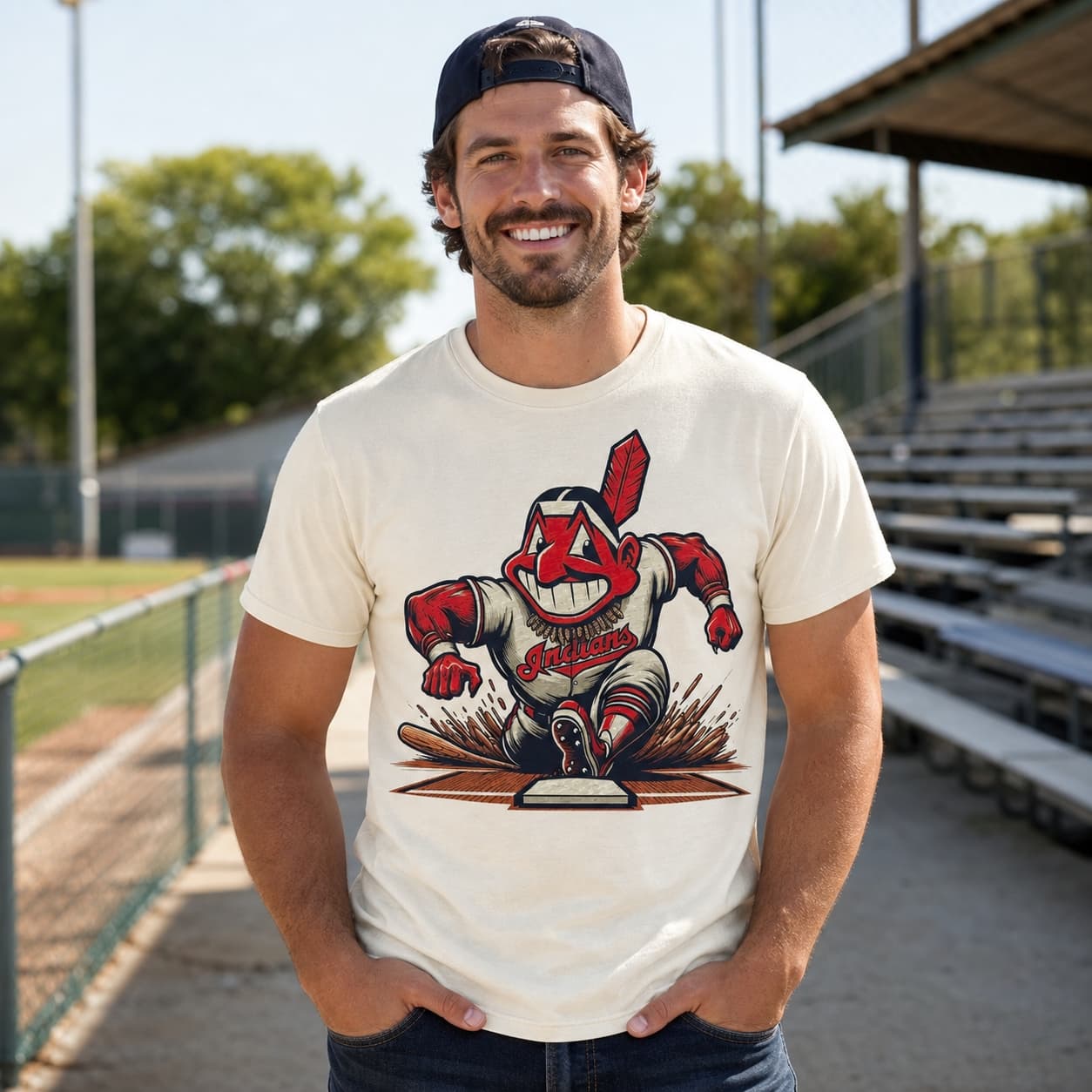 Cleveland Indians Retro Baseball Artwork Shirt