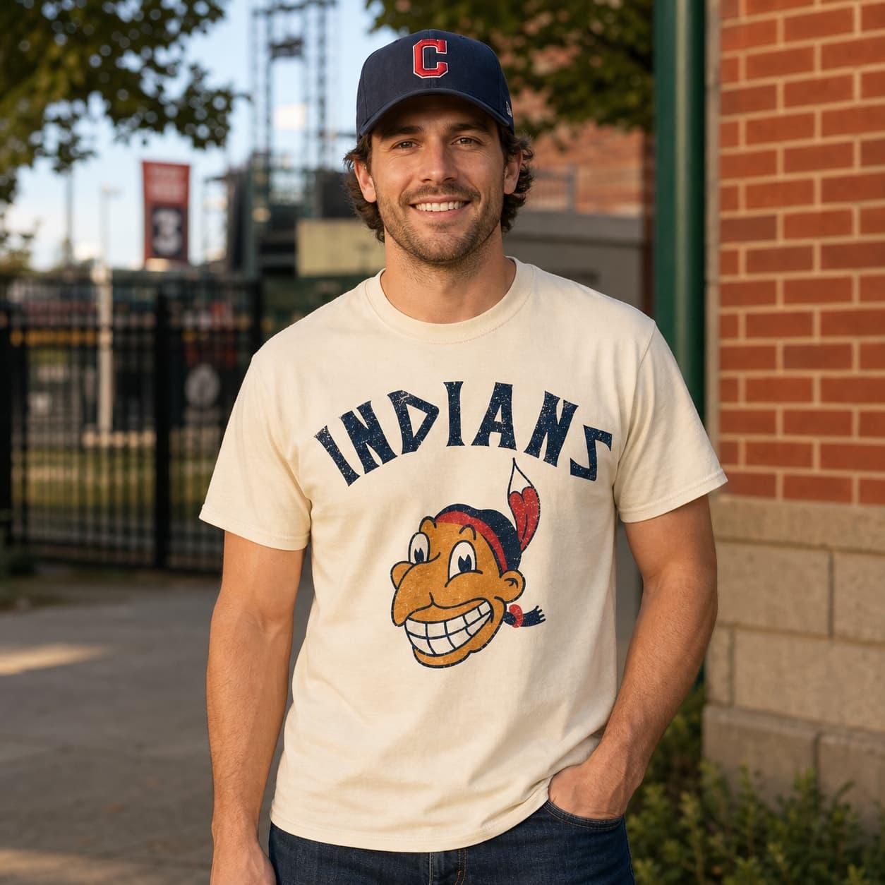 Cleveland Indians Retro Baseball Mascot 1947 Artwork Shirt