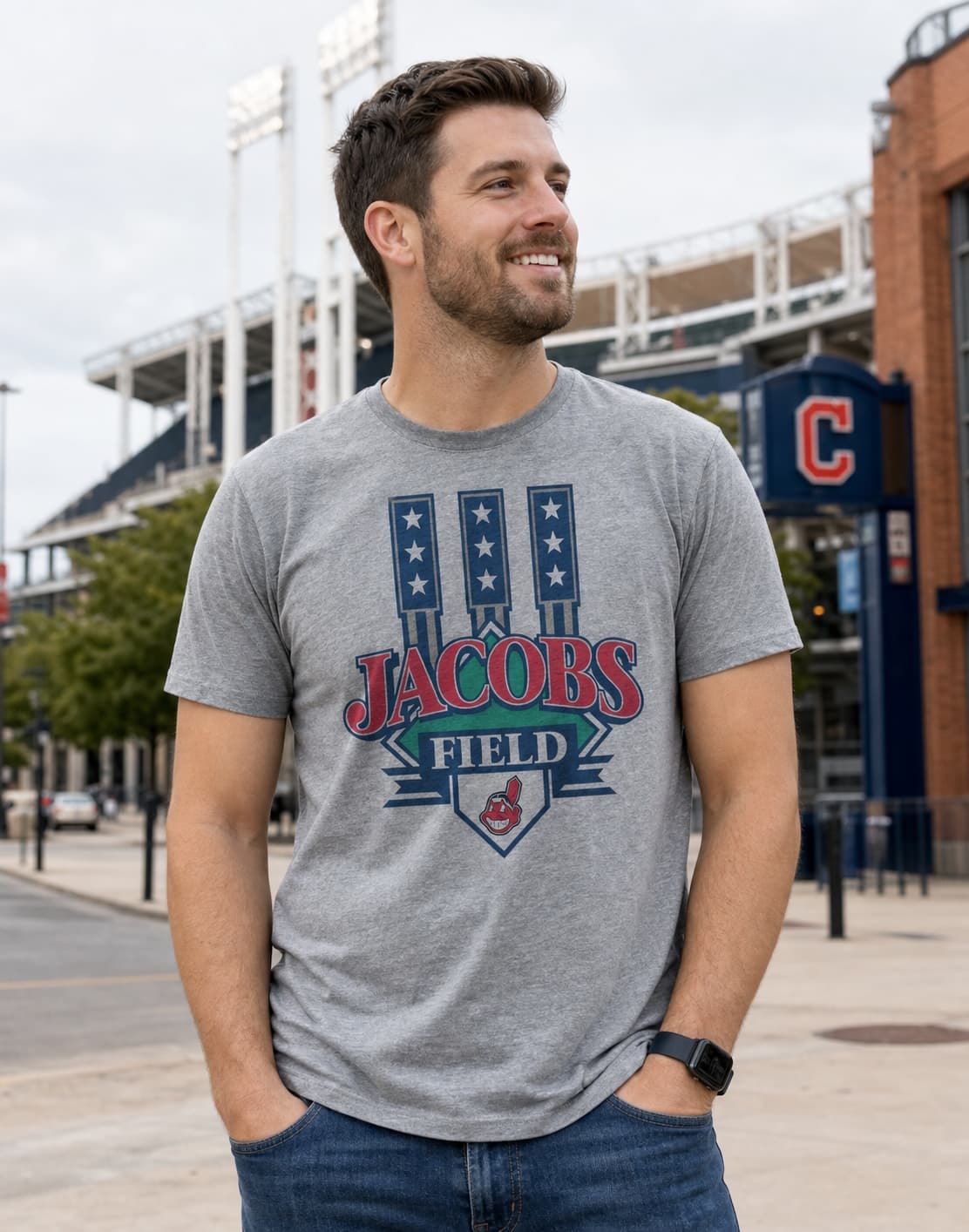 Cleveland Indians Retro Jacobs Field Baseball 1995 Artwork Shirt