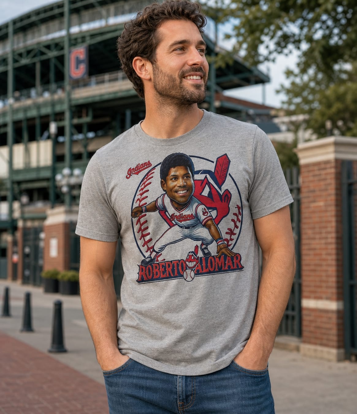 Cleveland Indians Roberto Alomar Exclusive Retro Baseball Artwork Shirt
