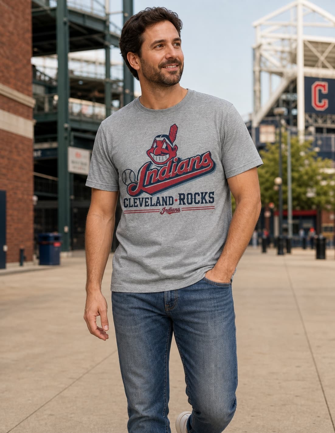 Cleveland Indians Rock Exclusive Retro Throwback Baseball Artwork Shirt