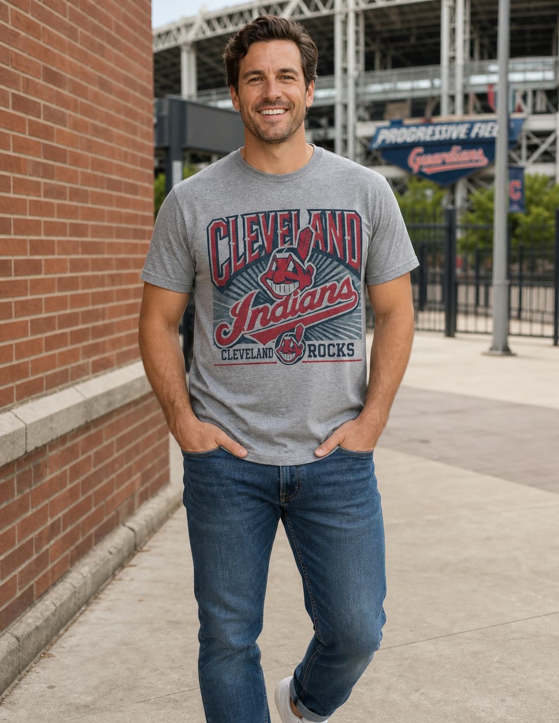 Cleveland Indians Script Rock Exclusive Retro Throwback Baseball Artwork Shirt