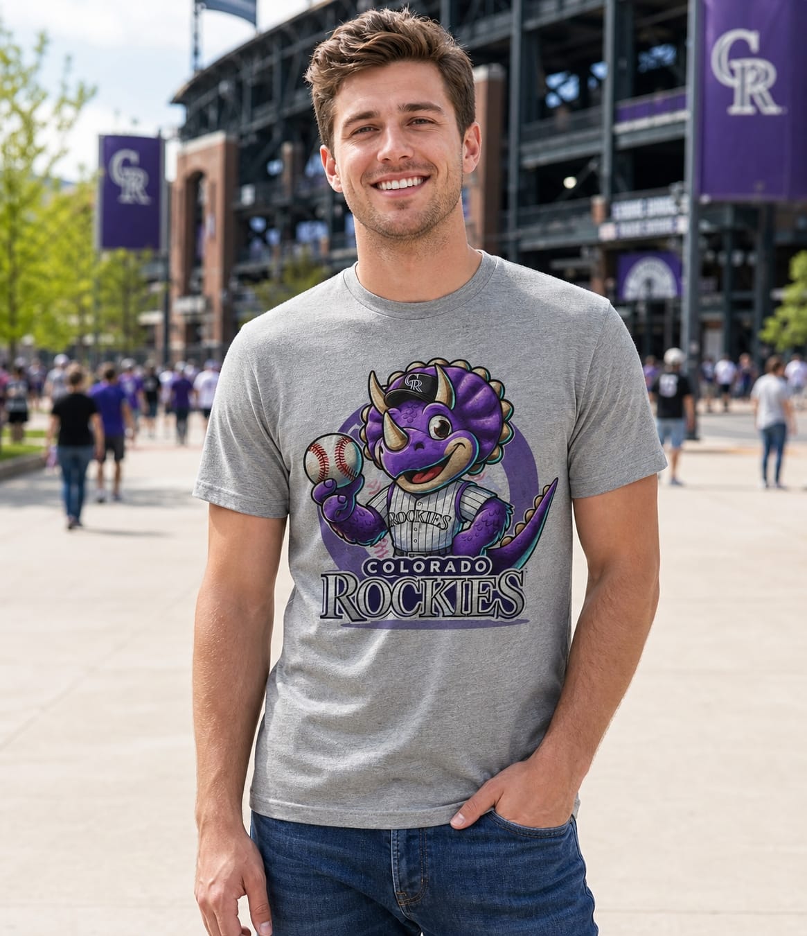 Colorado Rockies Exclusive Retro Baseball Mascot Artwork Shirt