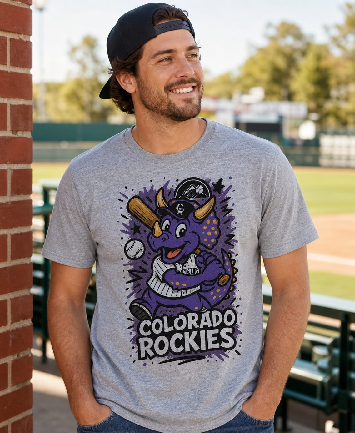 Colorado Rockies Graffiti Exclusive Retro Baseball Artwork T-Shirt