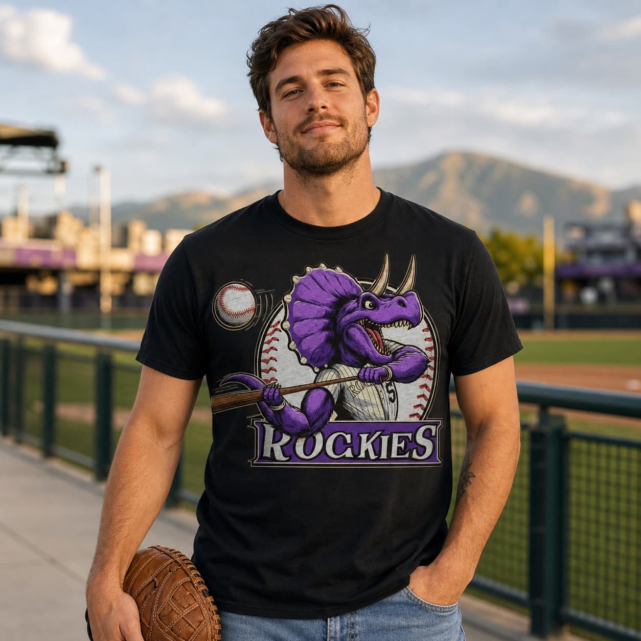 Colorado Rockies Retro Baseball Mascot Artwork Shirt