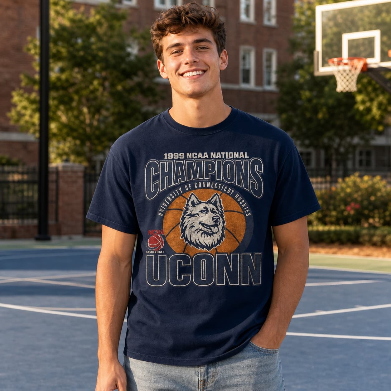 Connecticut UConn Huskies Retro National Champions Basketball 1999 Shirt