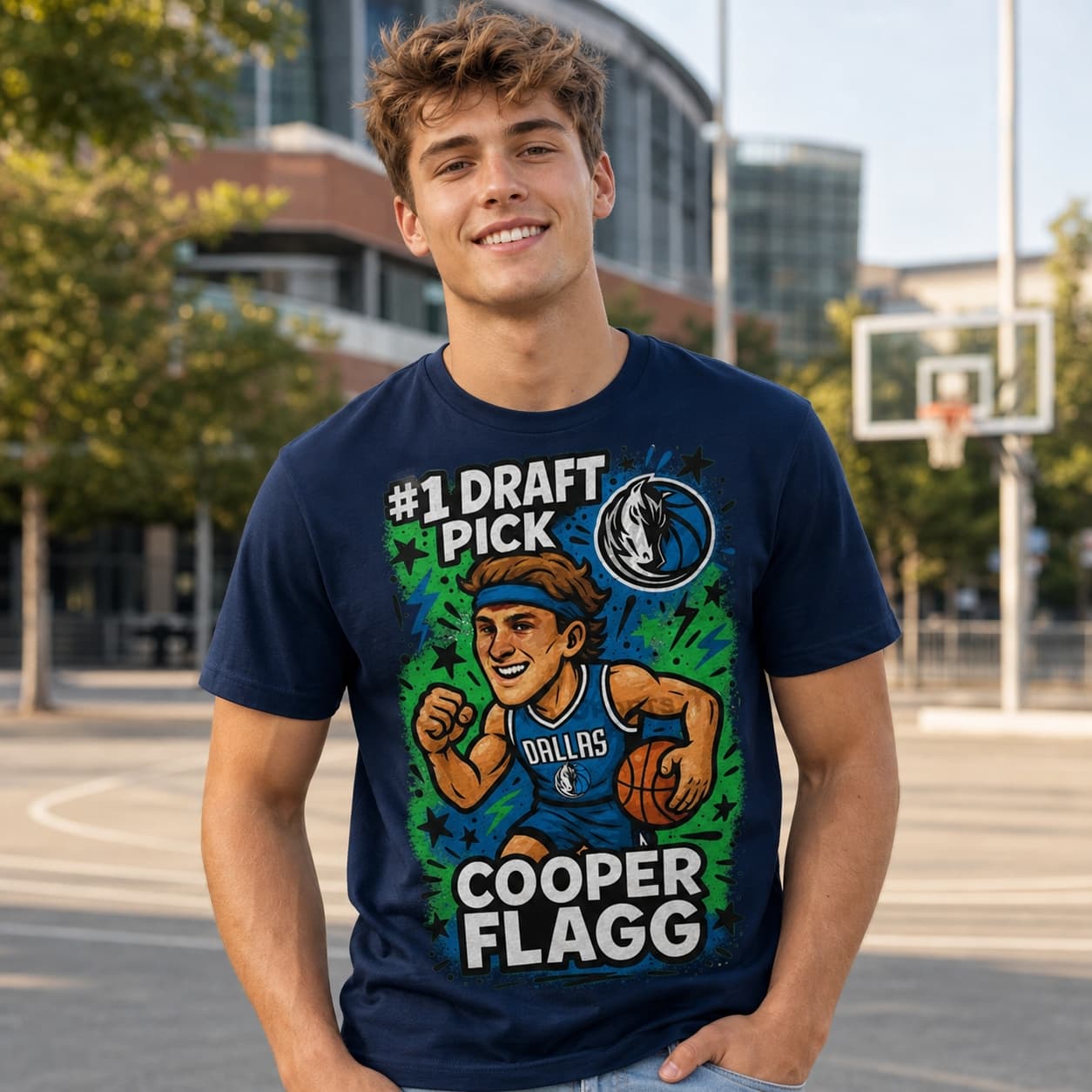 Dallas Mavericks Cooper Flagg #1 Draft Pick Exclusive Graffiti Basketball Shirt
