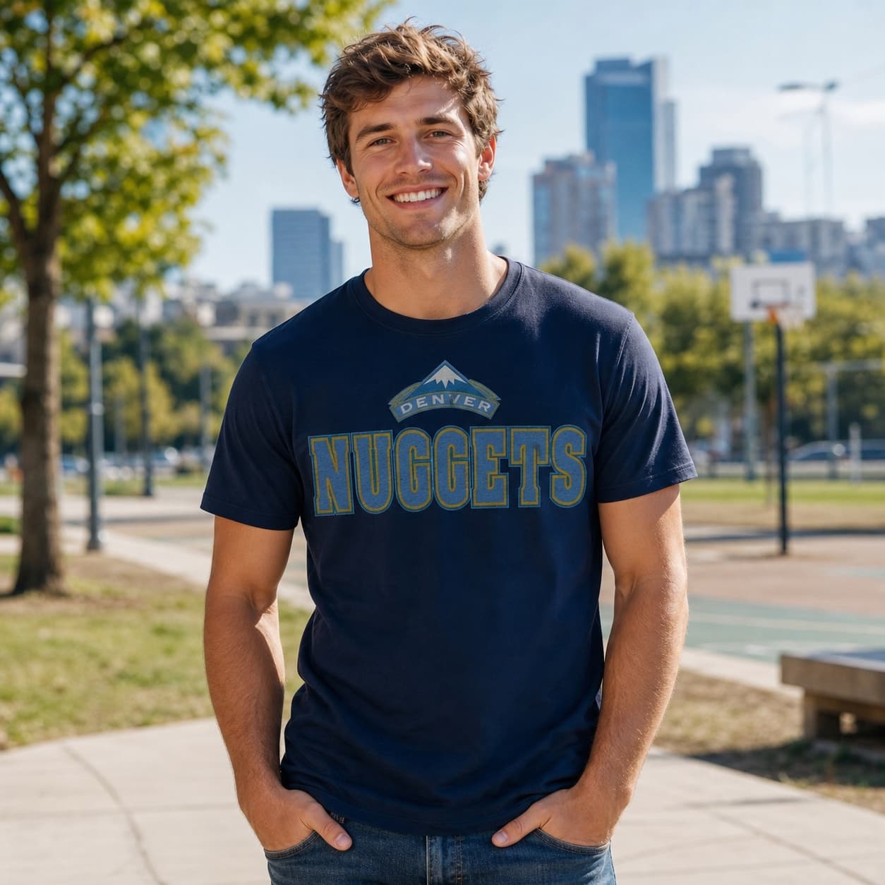 Denver Nuggets Retro Basketball Bold Shirt