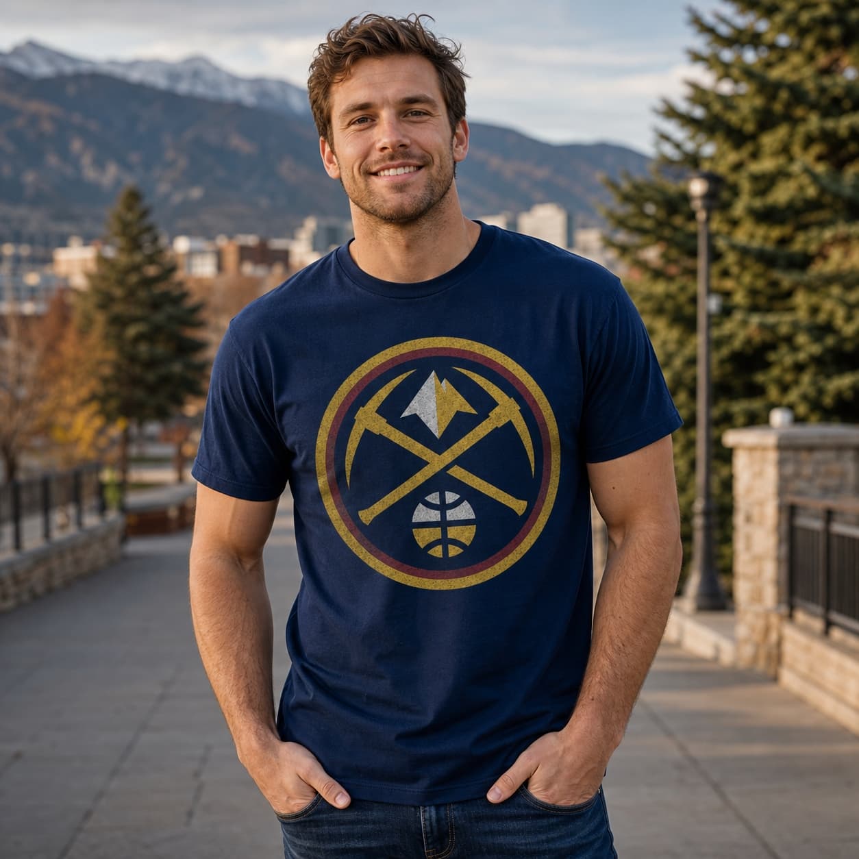 Denver Nuggets Retro Basketball Circle Shirt