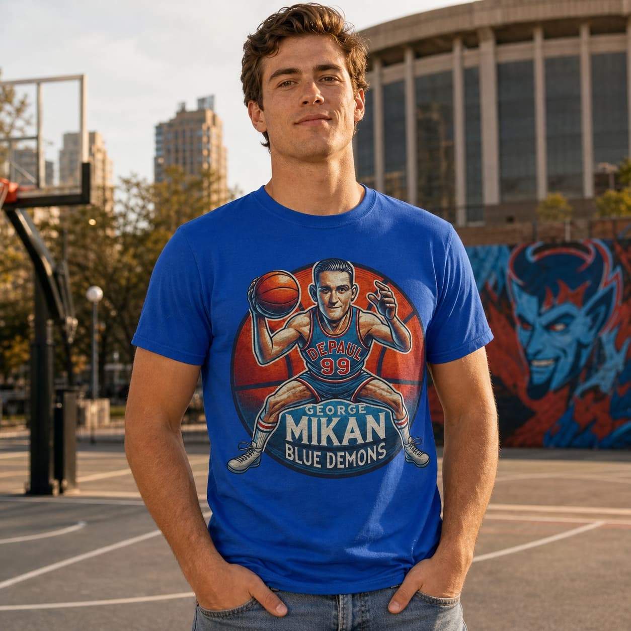 DePaul Blue Demons George Mikan Exclusive Retro March Madness Basketball Shirt