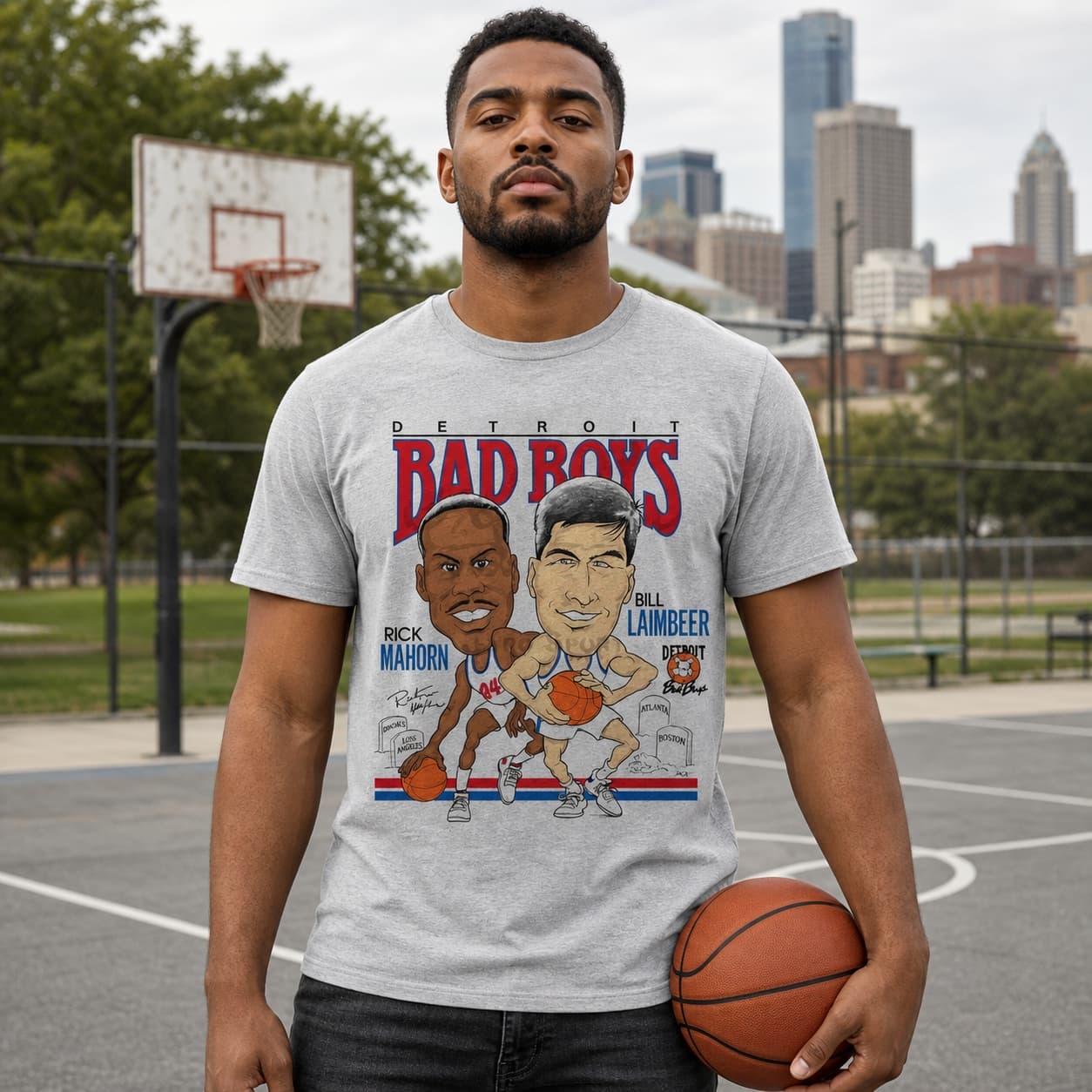 Detroit Pistons Bad Boys Bill Laimbeer & Rick Mahorn Retro Basketball 1989 Shirt