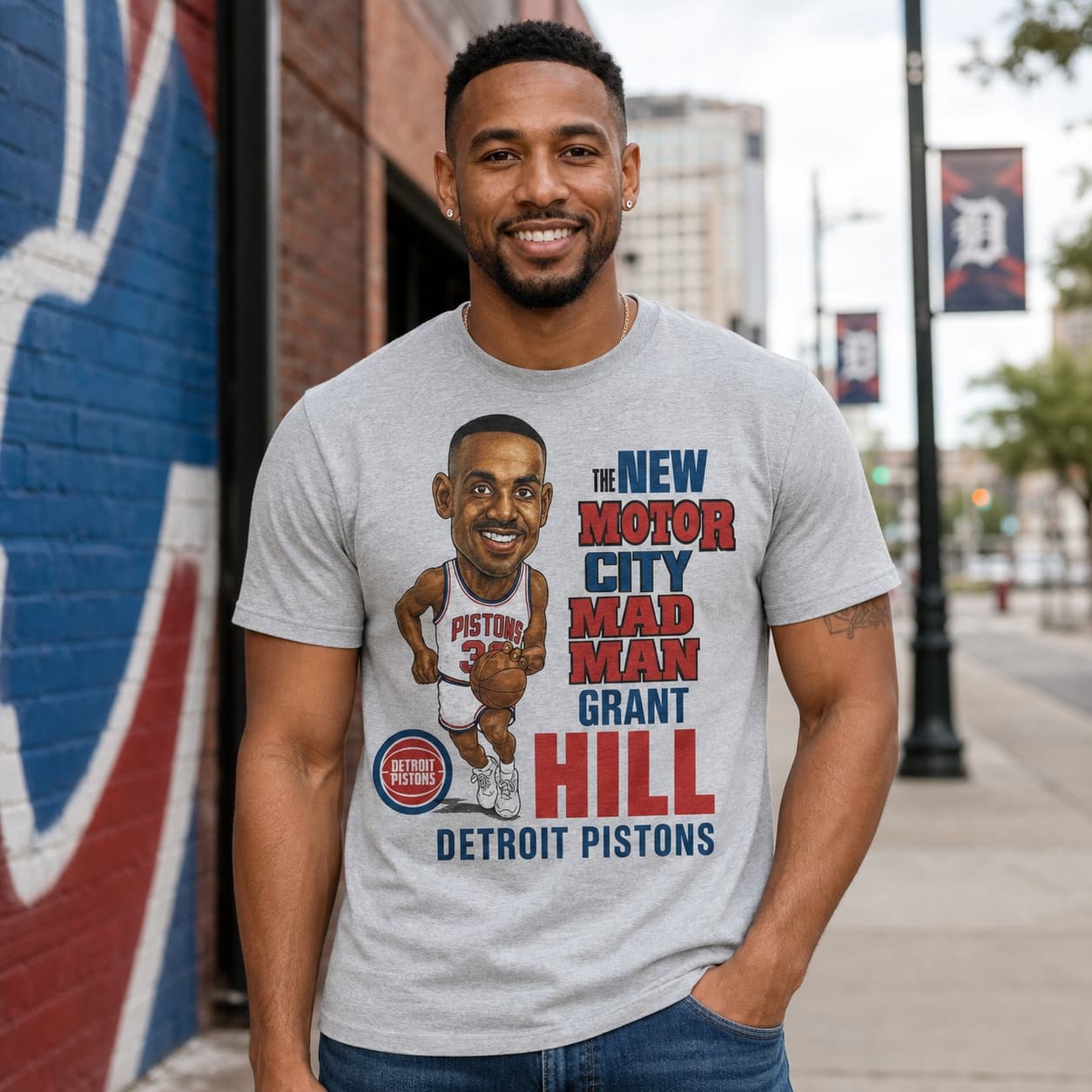 Detroit Pistons Grant Hill Retro Basketball 1995 Shirt