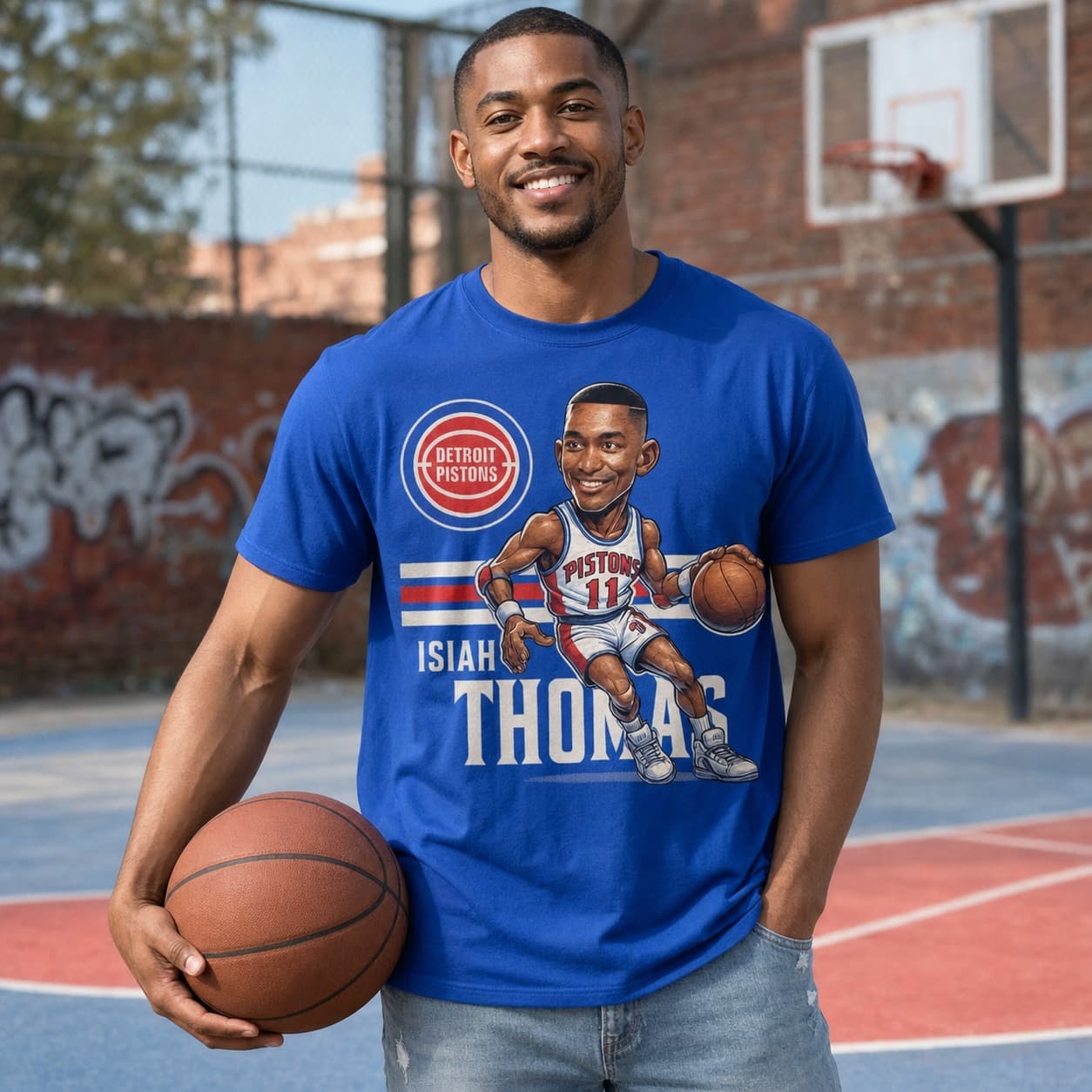 Detroit Pistons Isiah Thomas Bad Boys Exclusive Retro Basketball 1990 Shirt