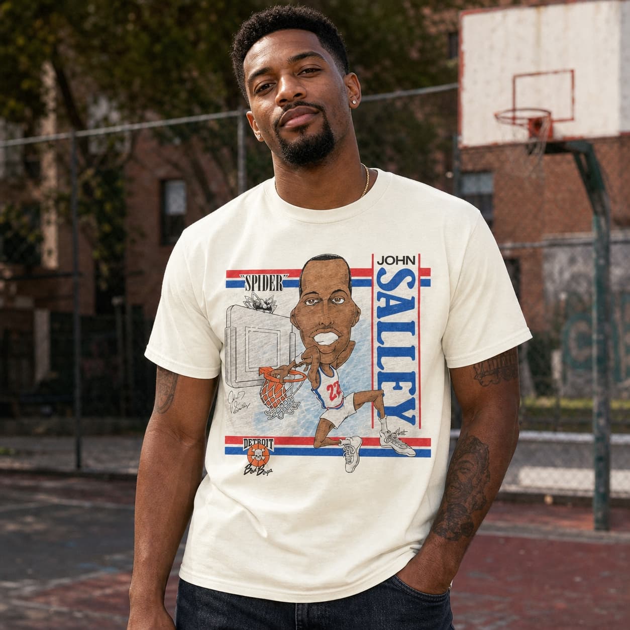 Detroit Pistons John Salley Bad Boys Spider Exclusive Retro Basketball 1989 Shirt