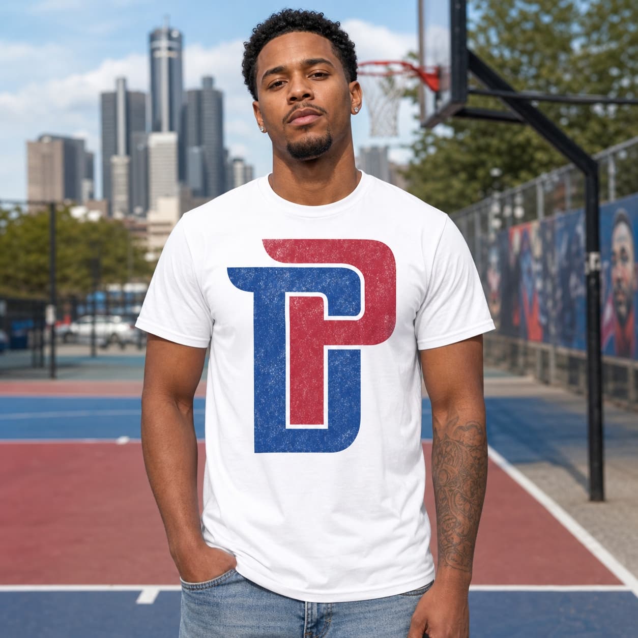 Detroit Pistons Retro Basketball Bold Shirt